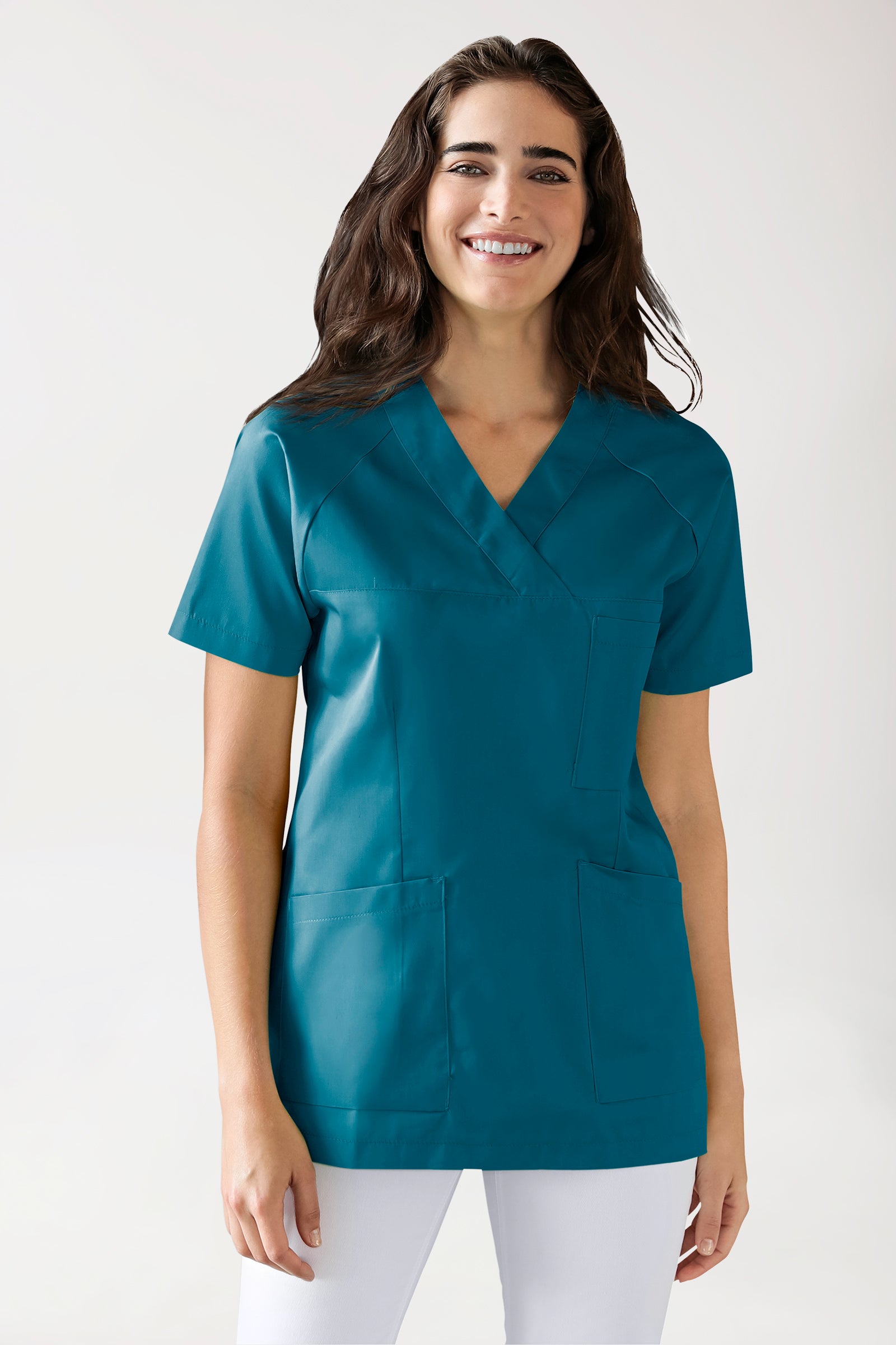 CORE Tunique Femme - Lot de 3 - Décolleté V vert pétrole, Vue de face 