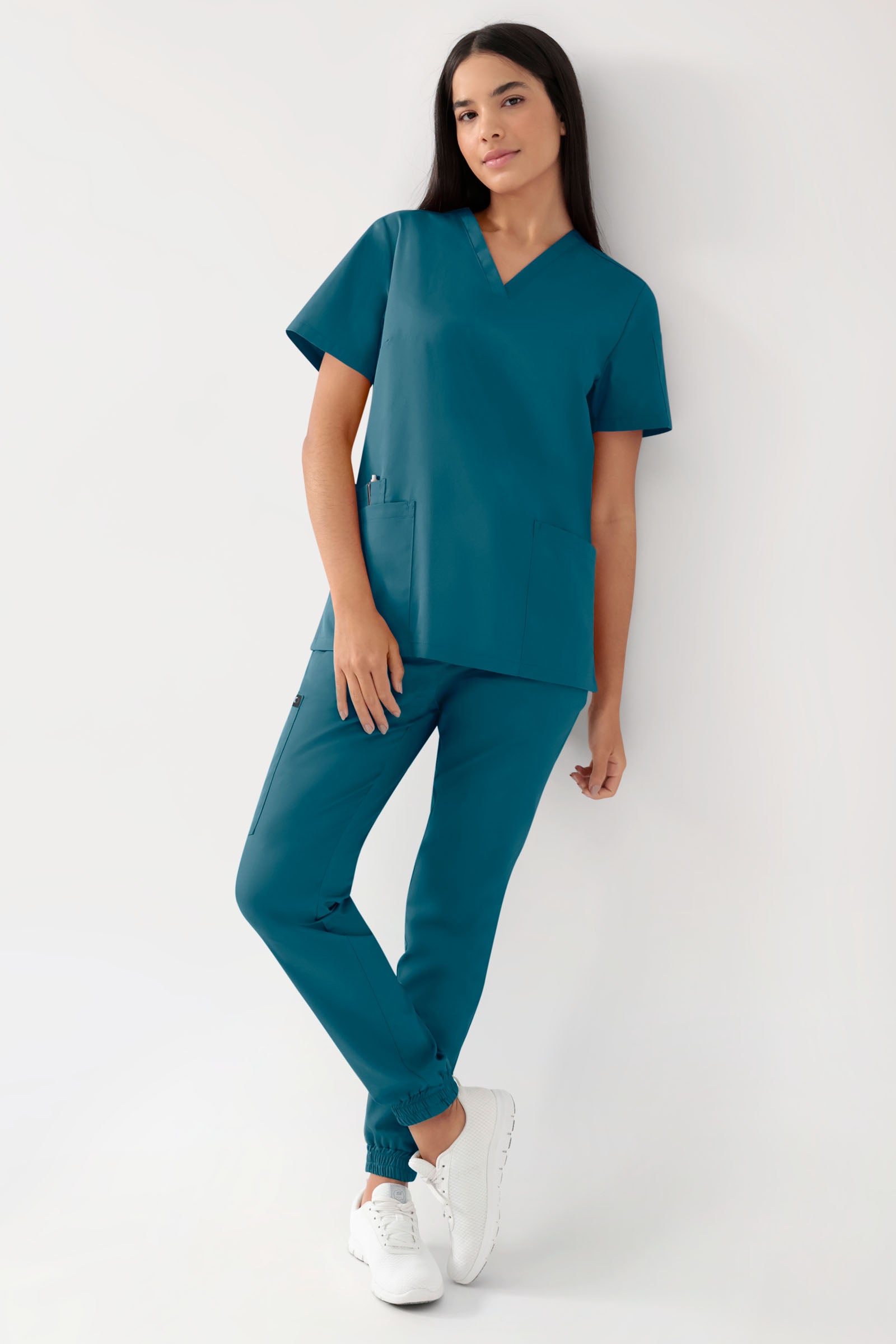 GREEN Tunique Stretch Femme - Décolleté V pétrole