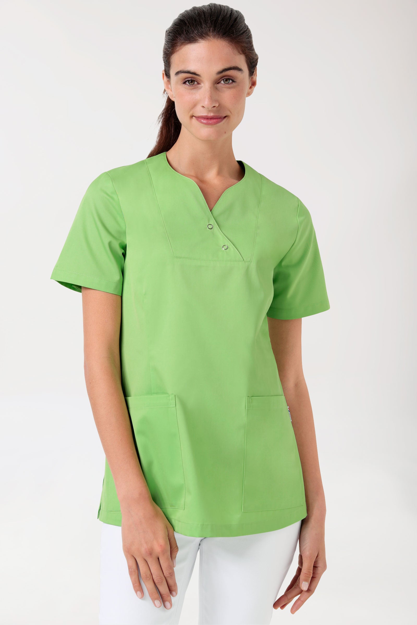 CORE Tunique Femme curved fit - Boutons-pression vert pomme, Vue de face 