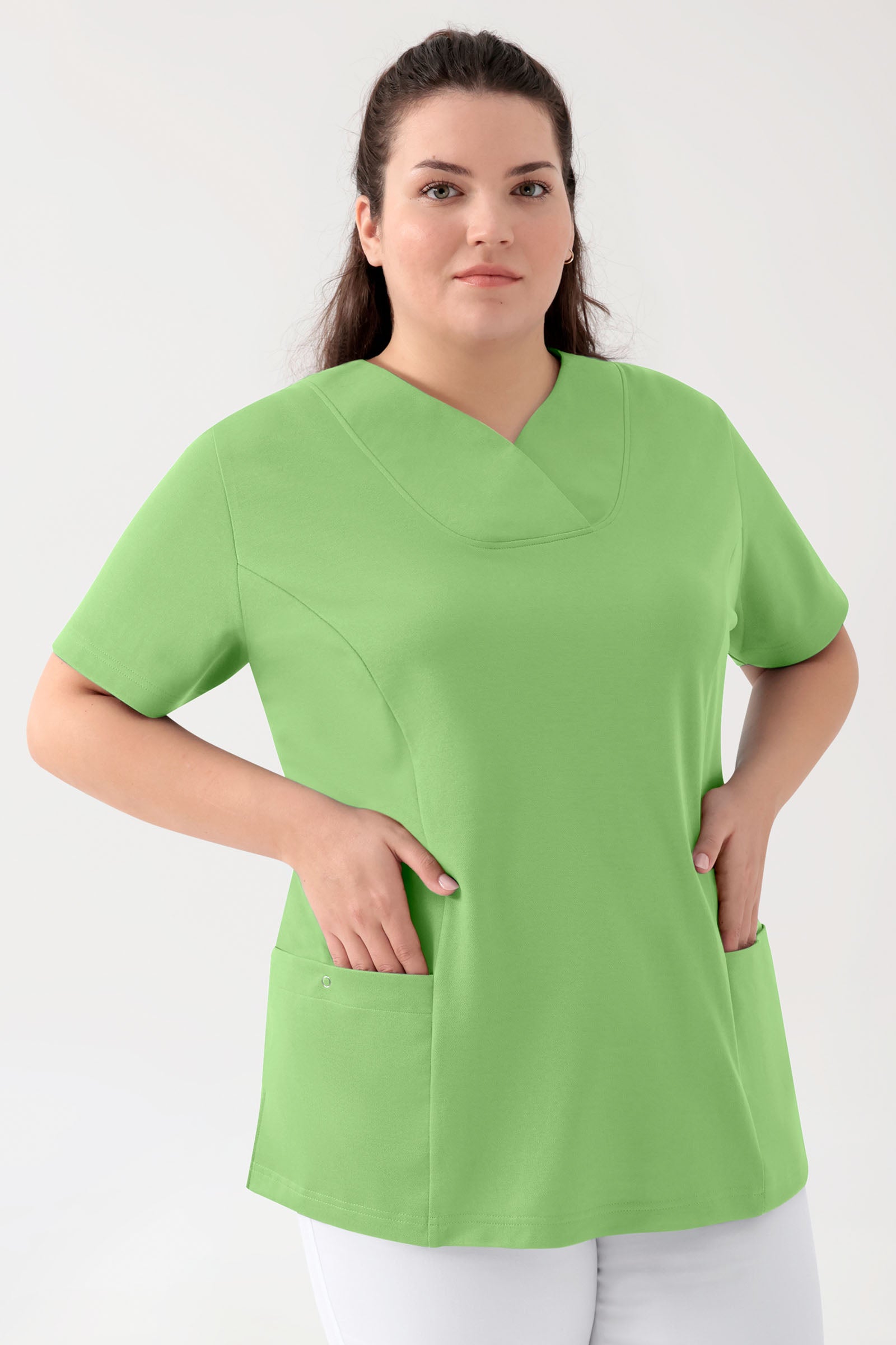 COMFY FLEX Tunique Stretch Femme - Décolleté Cœur vert pomme, Vue de face 