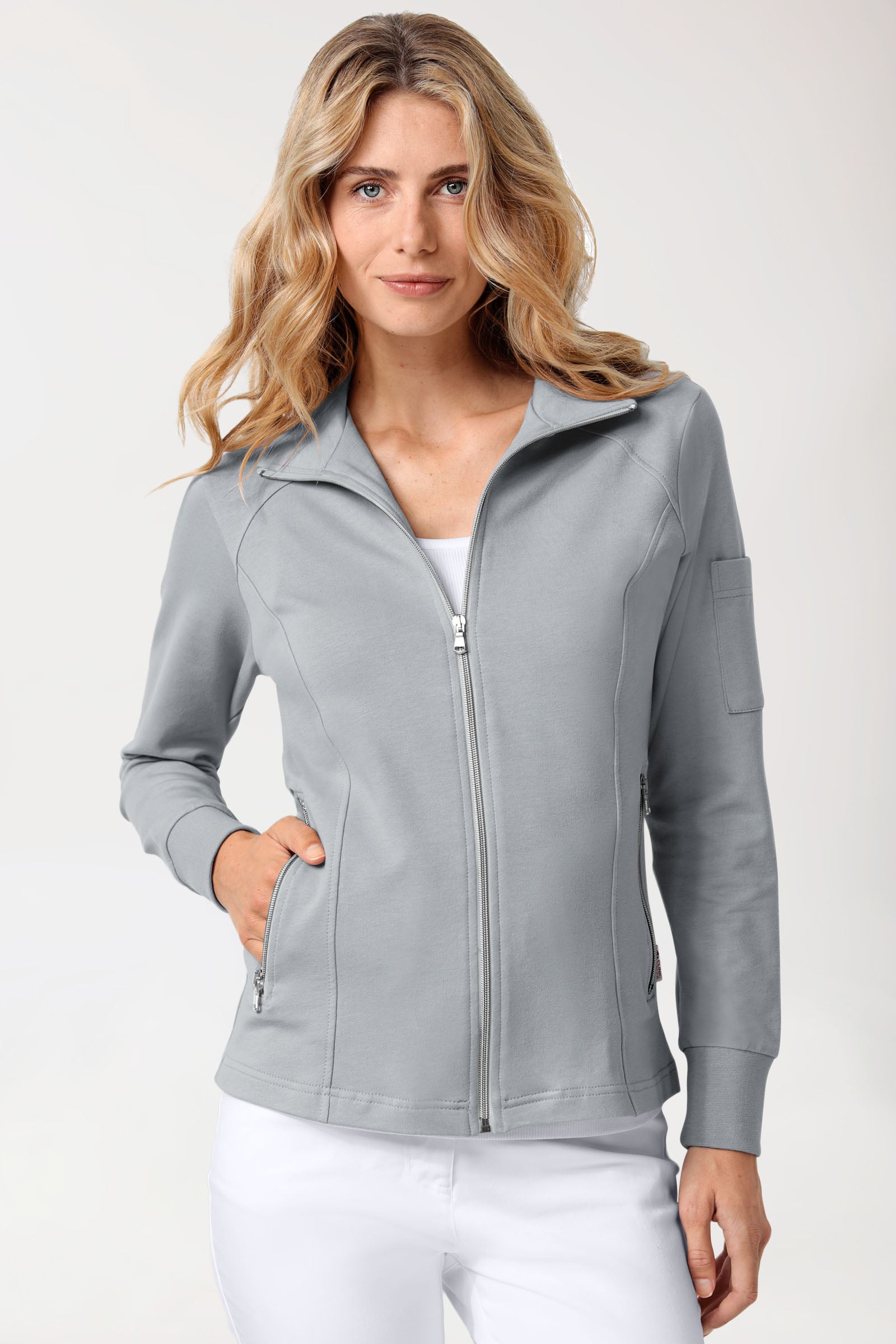 Veste en Sweat Femme - Col officier gris
