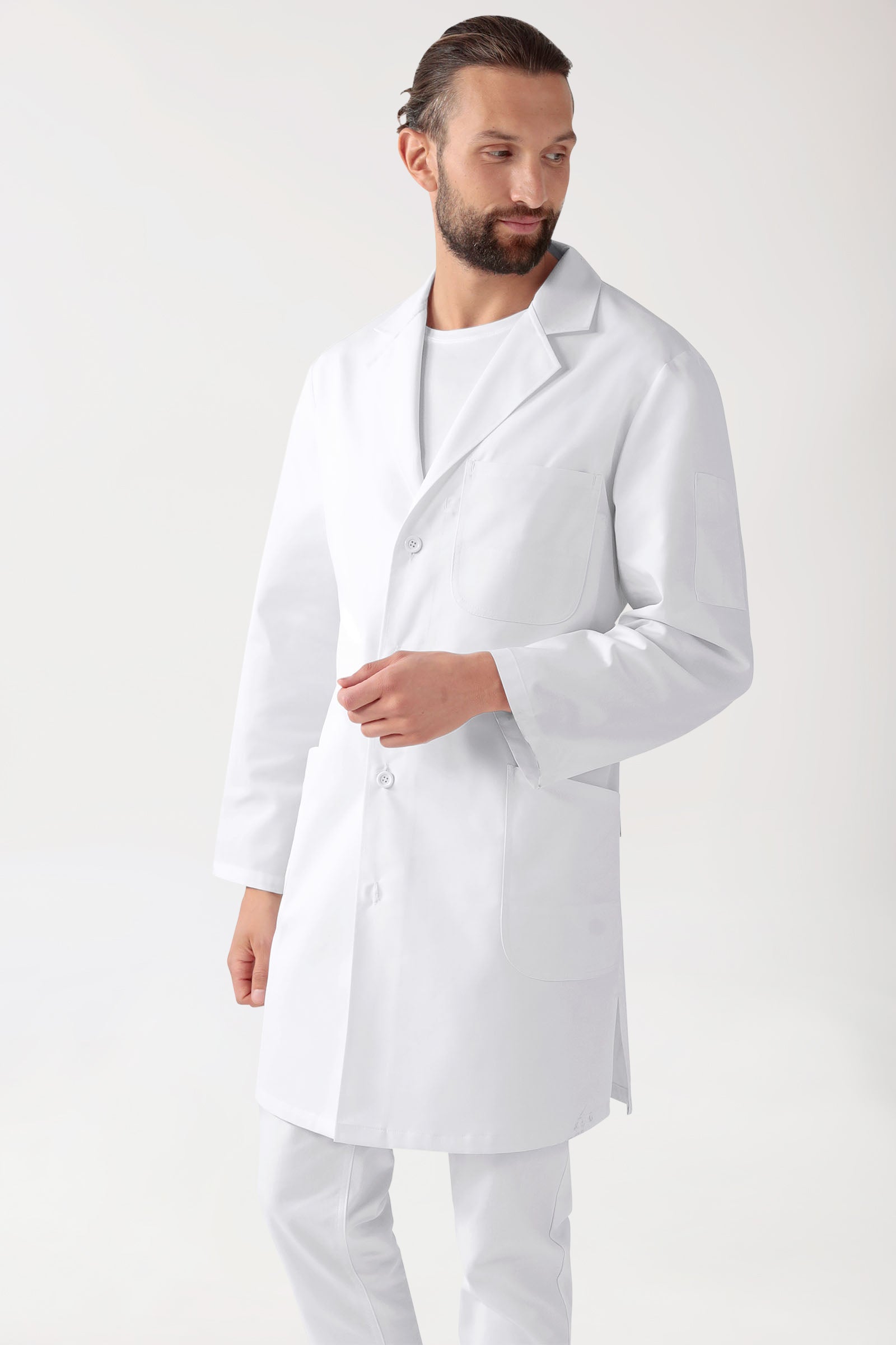 CORE Blouse blanche Homme - Col à revers - Boutonnée blanc