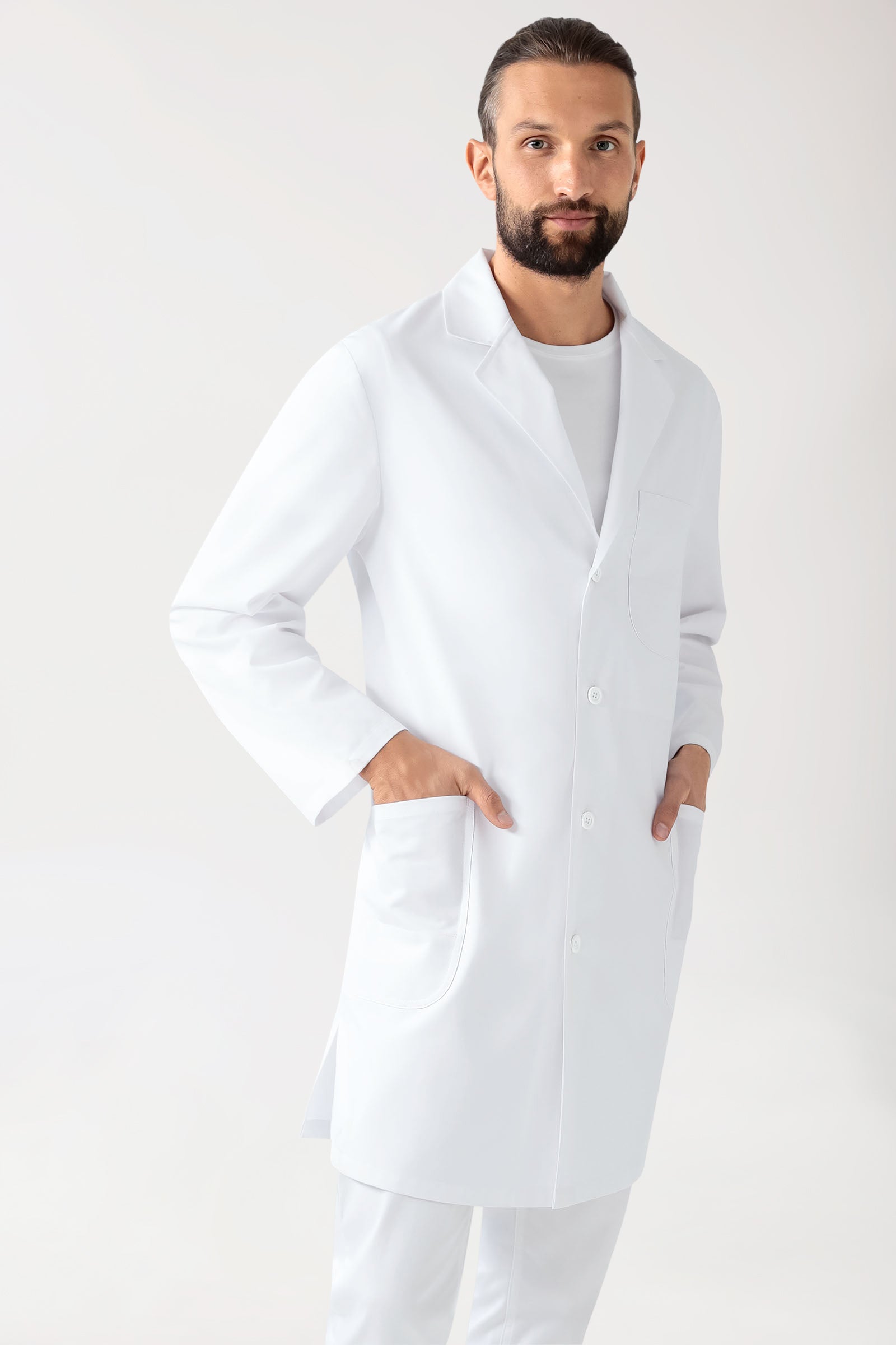 CORE Blouse blanche Homme - Col à revers - Boutonnée blanc