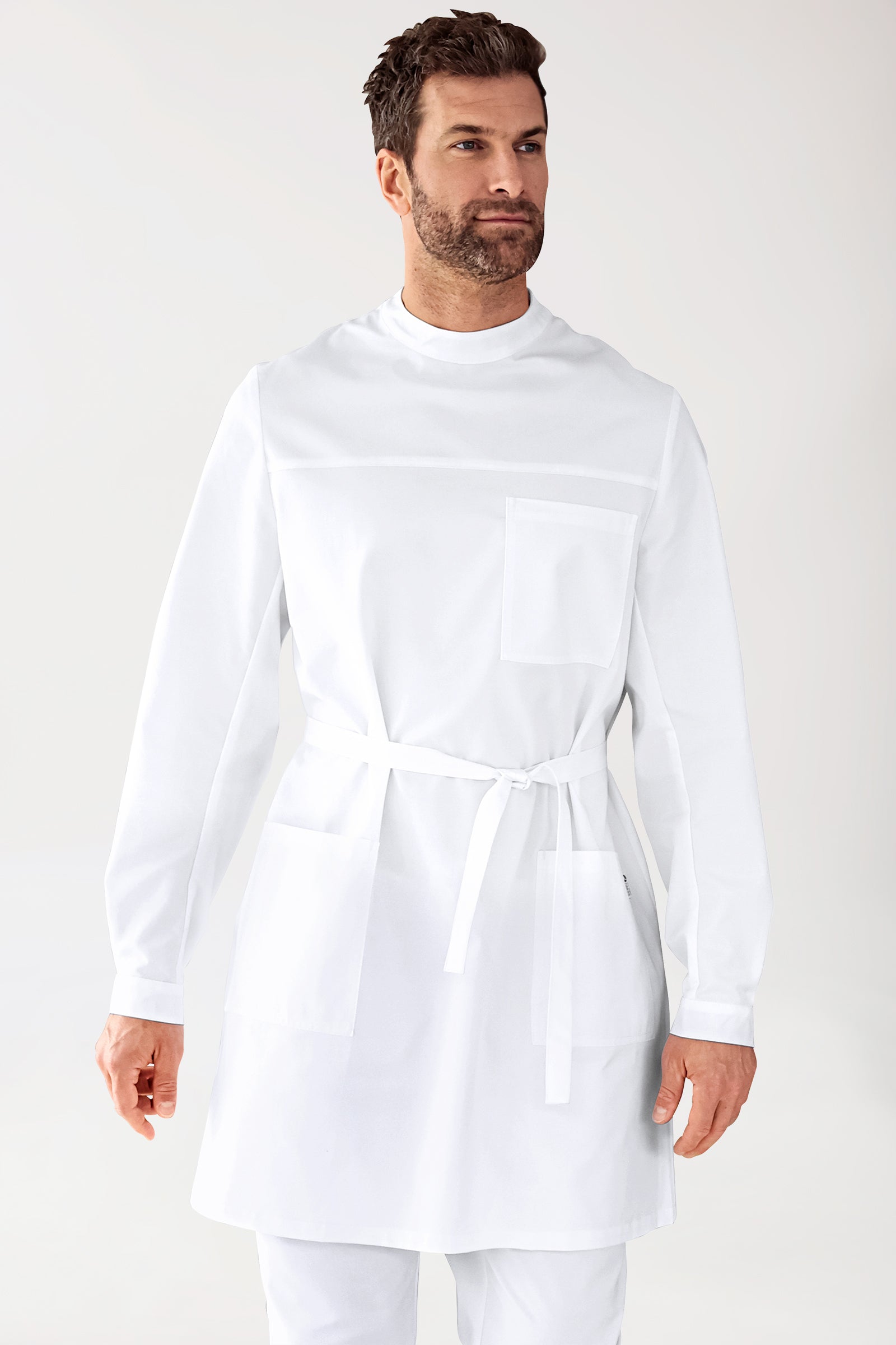 Blouse mi-longue Homme - Ligne enveloppante blanc