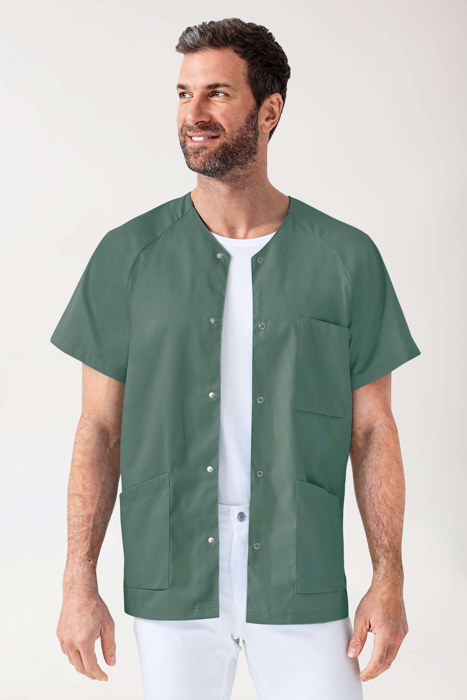 CORE Blouse Homme - Entièrement boutonnée vert foncé