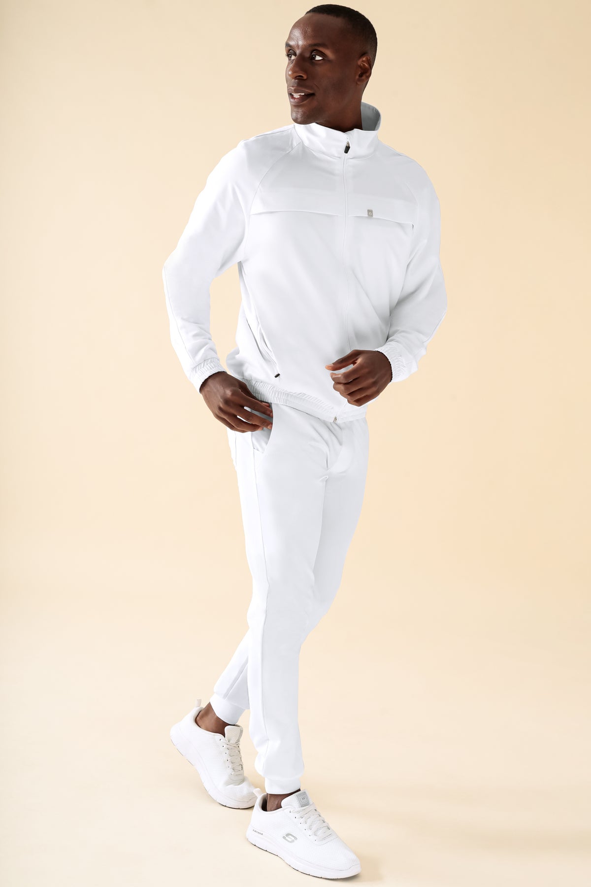 KAERE Veste blouson Homme - Poignet élastiqué blanc