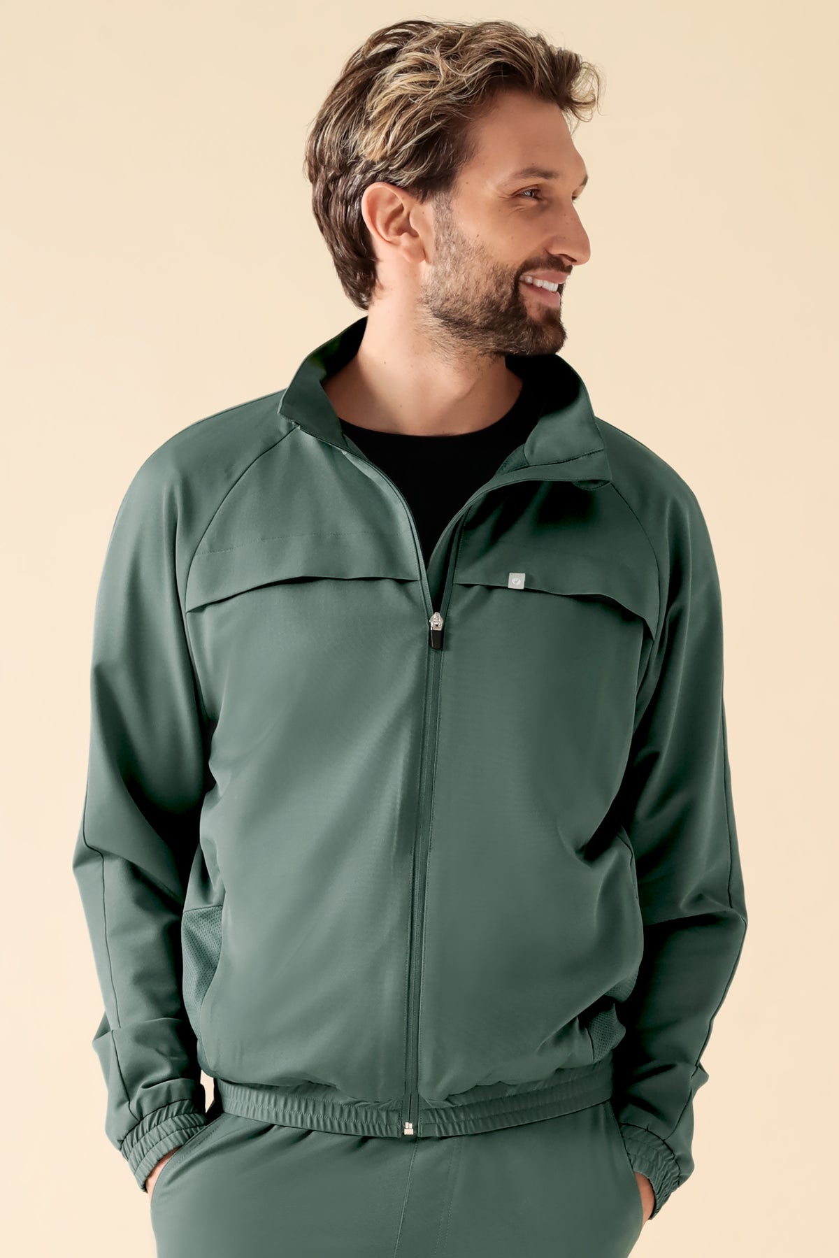 KAERE Veste blouson Homme - Poignet élastiqué vert foncé