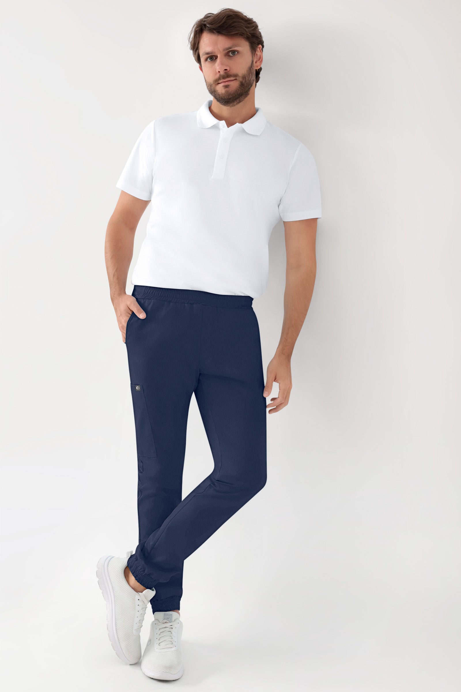 GREEN Pantalon Stretch Homme - Style Jogpant navy