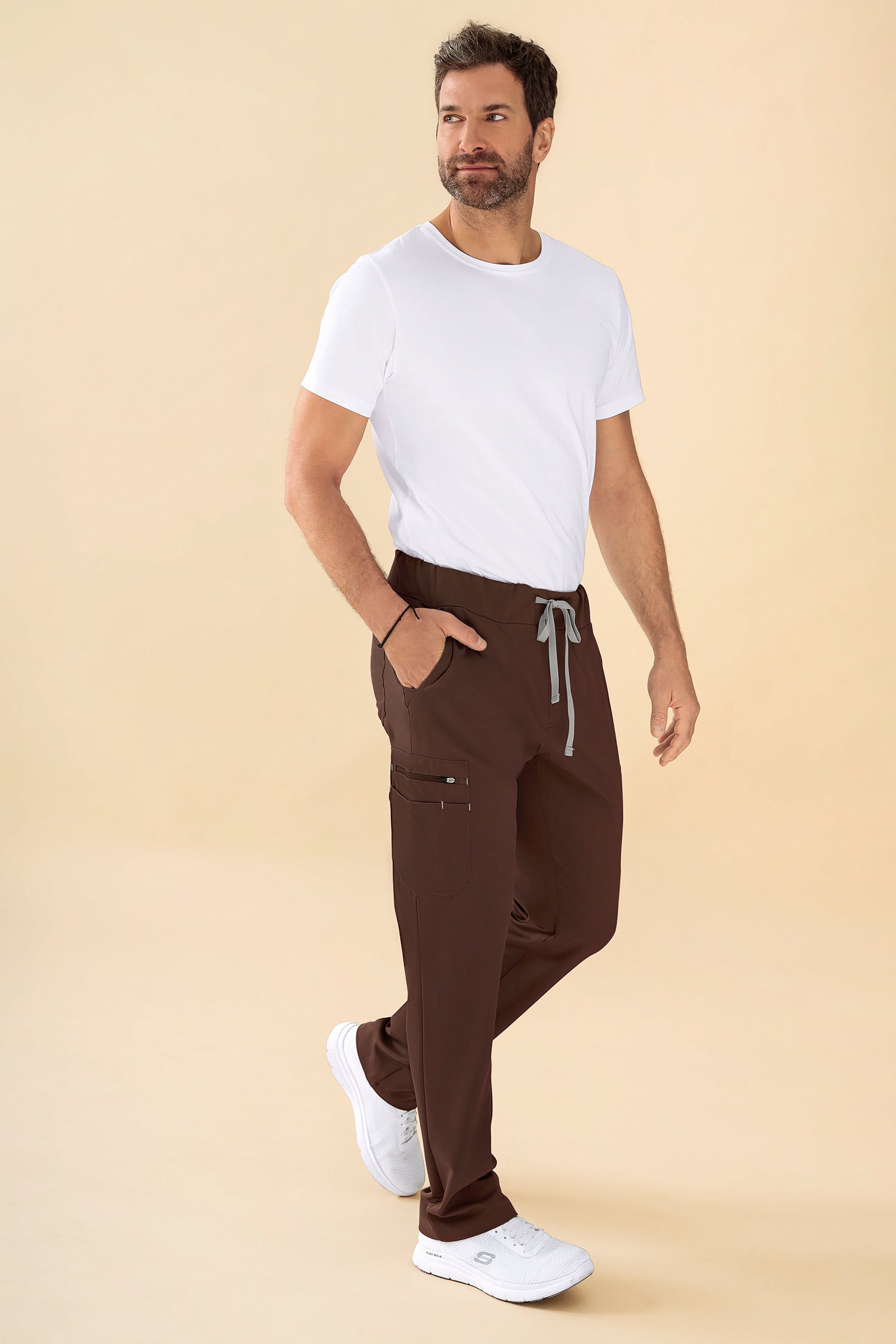 KAERE Pantalon Homme - avec poches cargo coffee