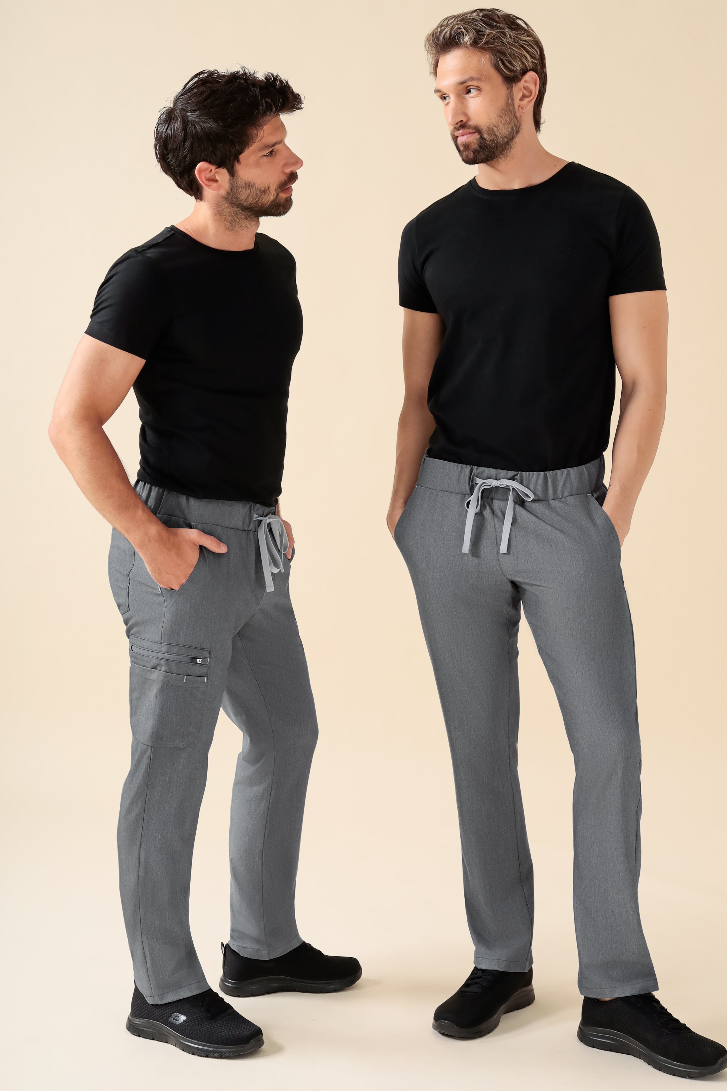KAERE Pantalon Homme - sans poche cargo gris chiné, Vue de face 