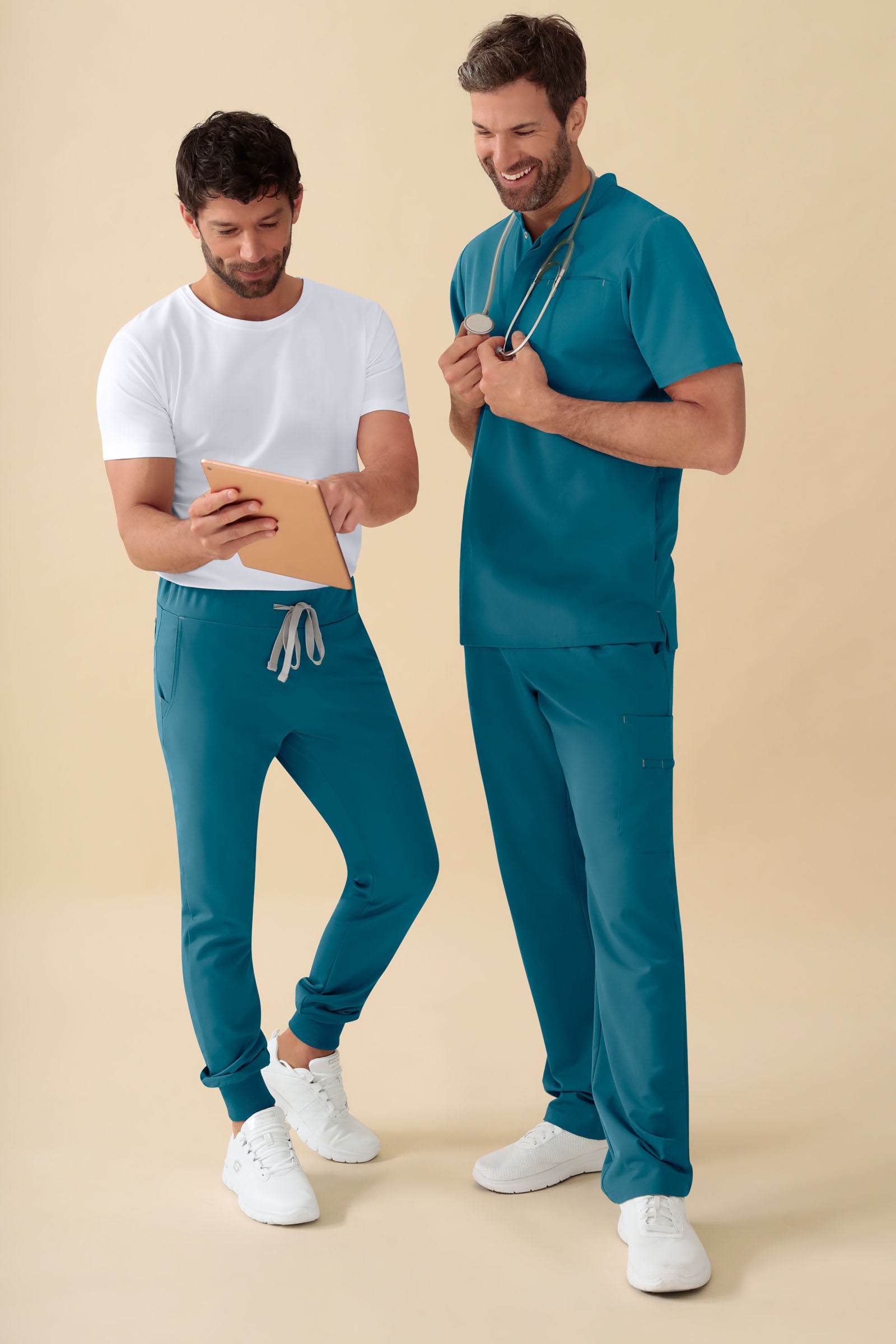 KAERE Pantalon Homme - ourlets côtelés Taille courte et sans poches cargo pétrole