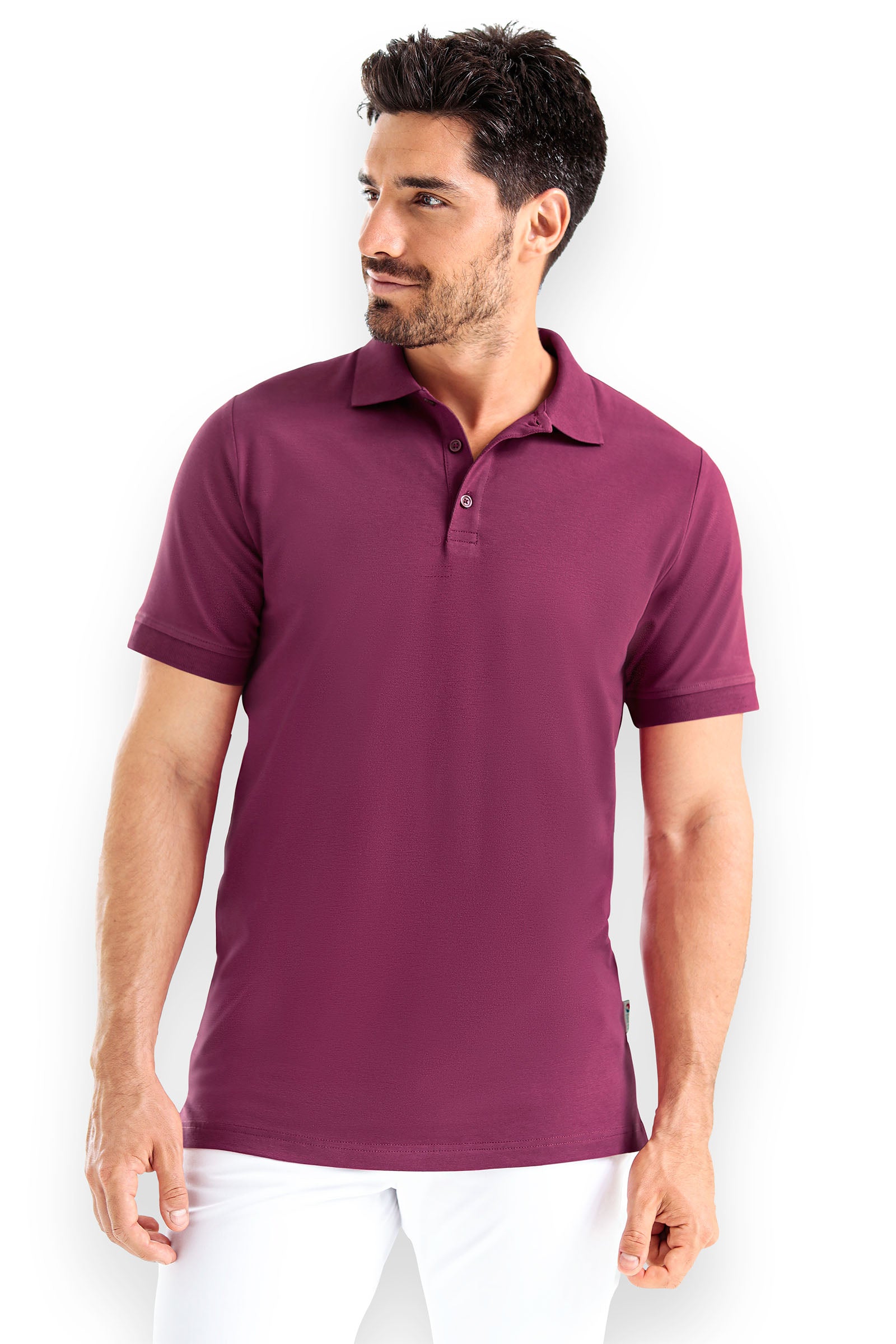 T-shirt Stretch Homme - Col polo berry, Vue de face 