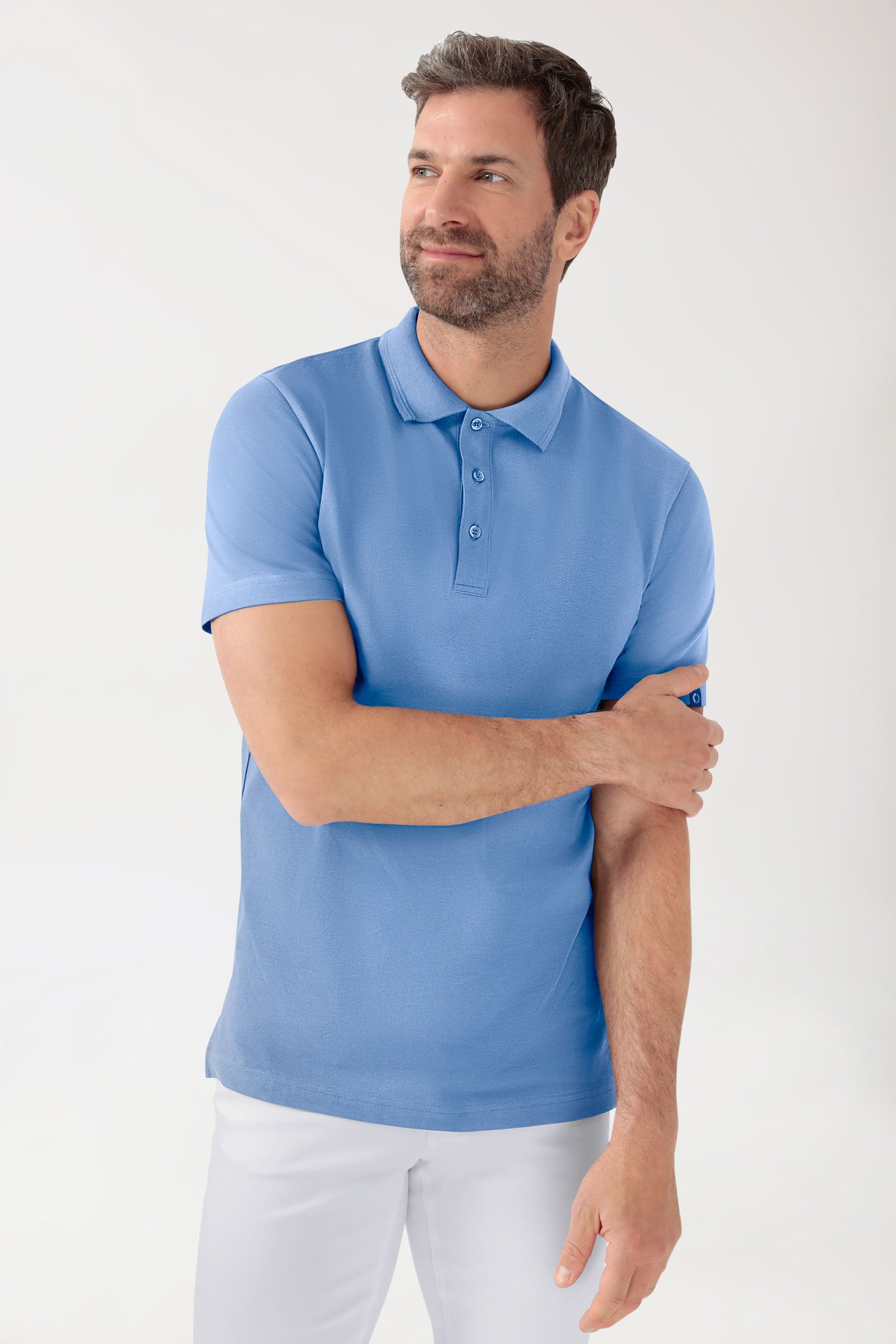 COMFY FLEX Shirt Stretch Homme - Col polo bleu ciel