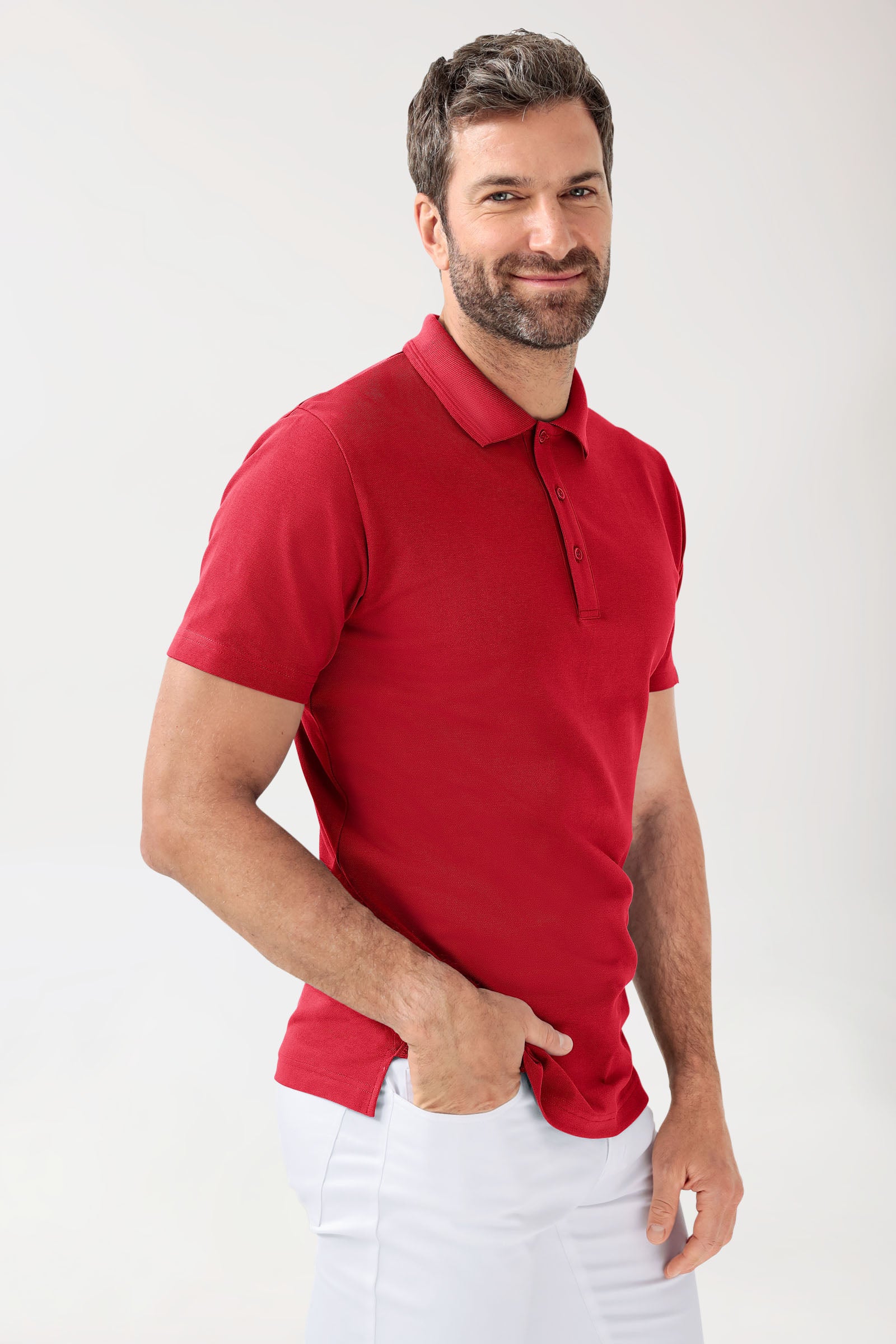 COMFY FLEX Shirt Stretch Homme - Col polo rouge