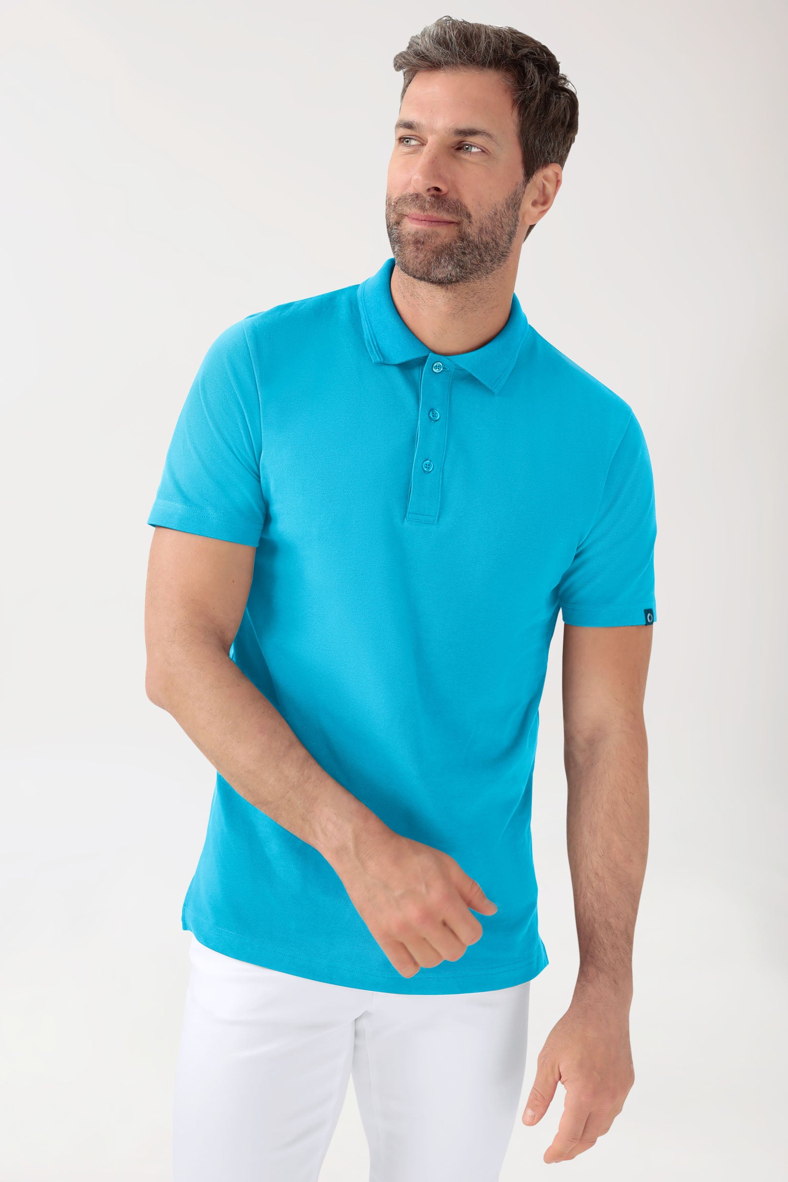 COMFY FLEX Shirt Stretch Homme - Col polo turquoise