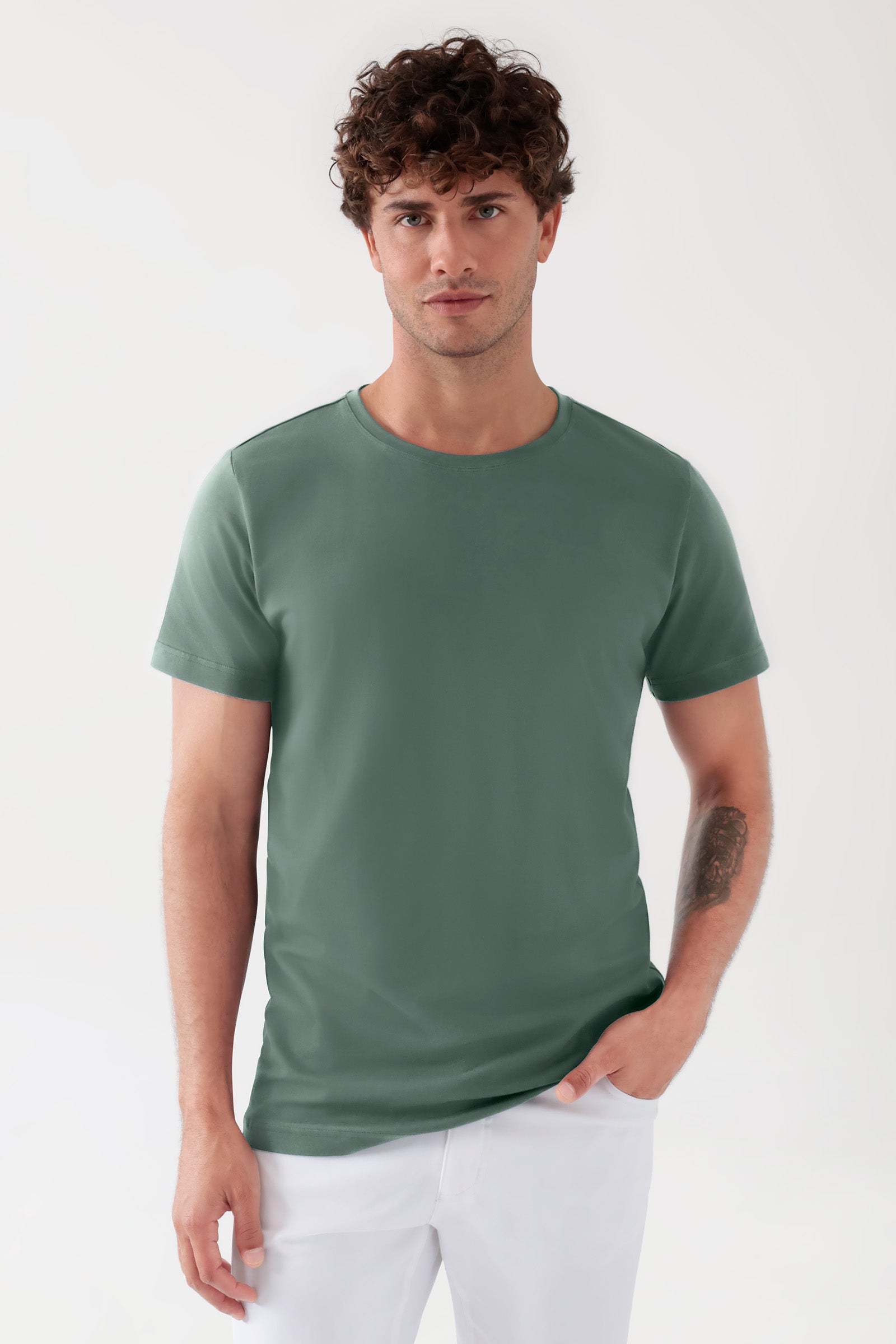 CORE T-shirt Homme - Encolure ronde vert foncé