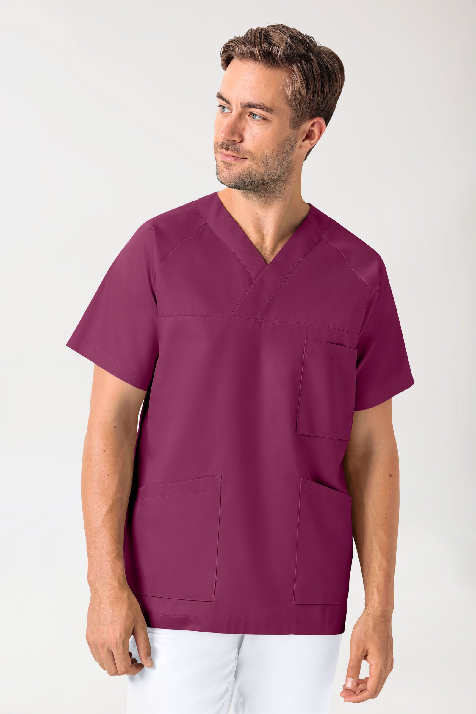 LA tunique médicale homme - Décolleté V berry, Vue de face 
