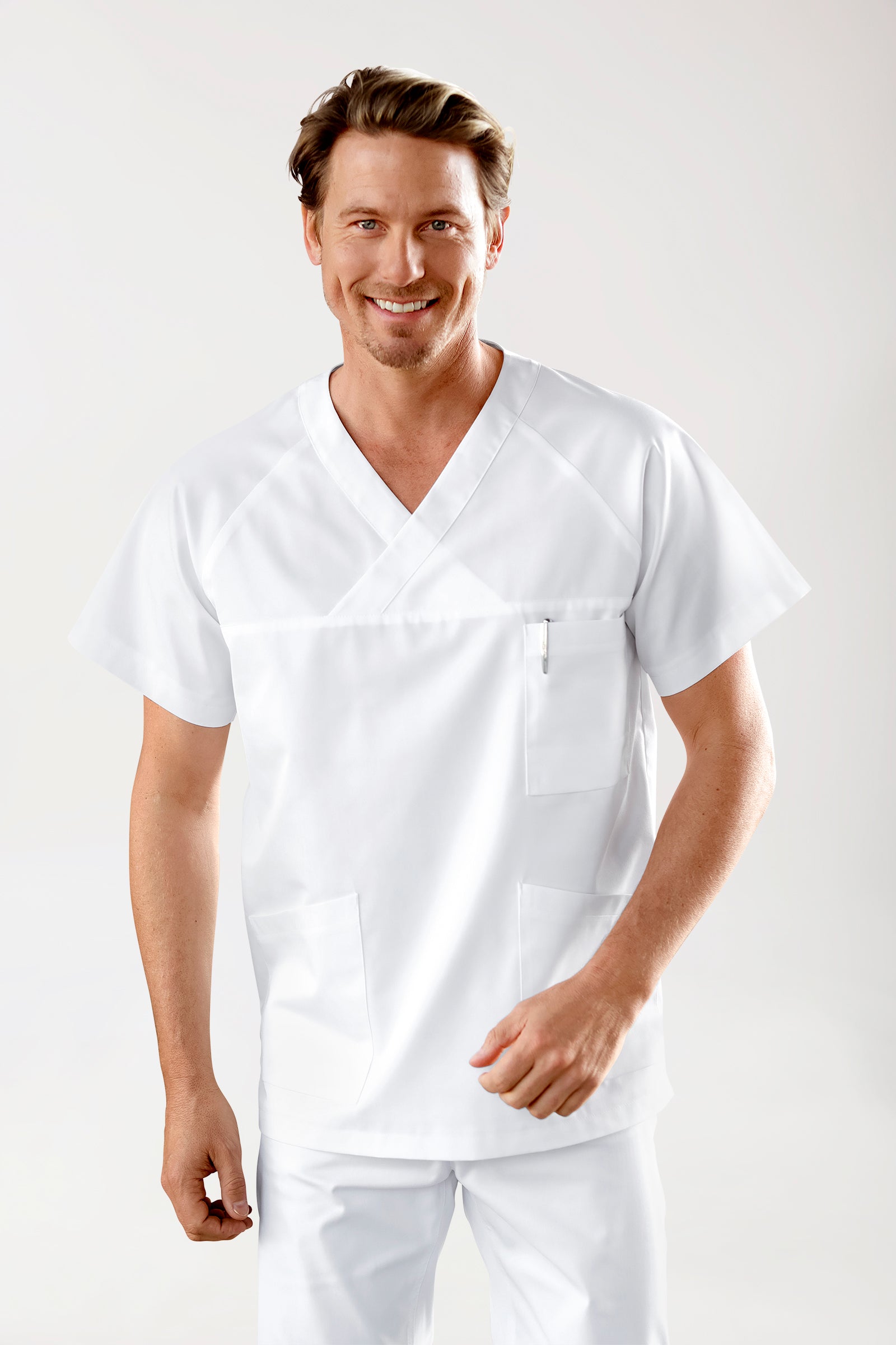 CORE Tunique Homme - Lot de 3 - Col V blanc, Vue de face 