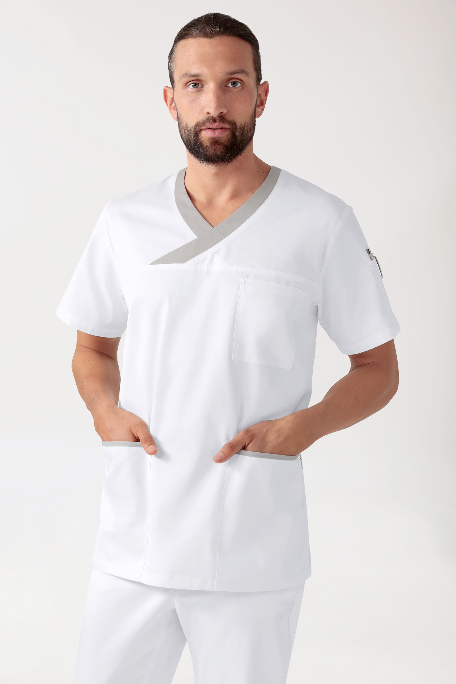 CORE Tunique Homme blanc, Vue de face 