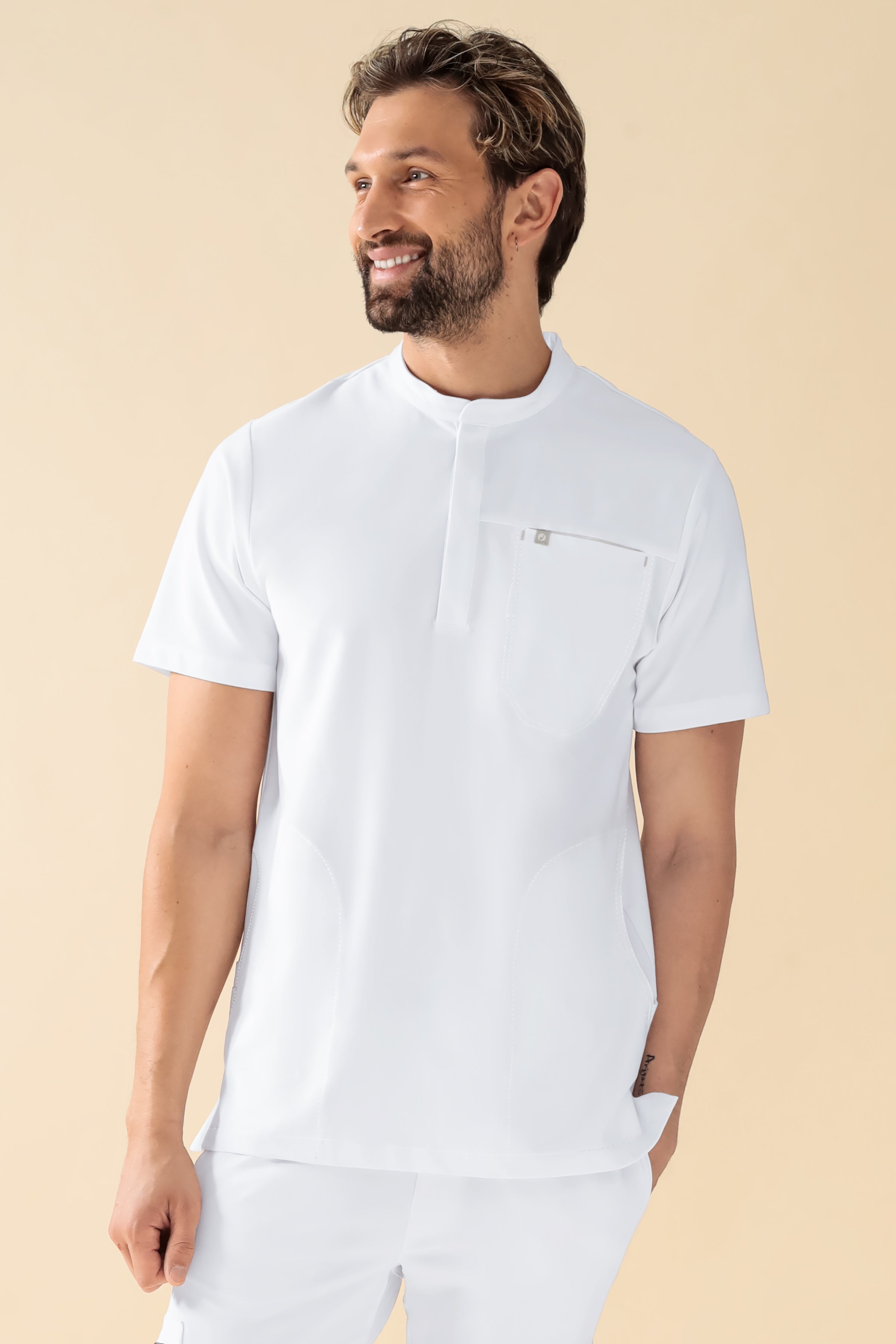 KAERE Tunique Homme - Col officier blanc