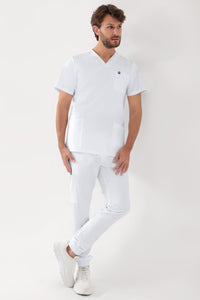 GREEN Tunique Stretch Homme - Décolleté V blanc