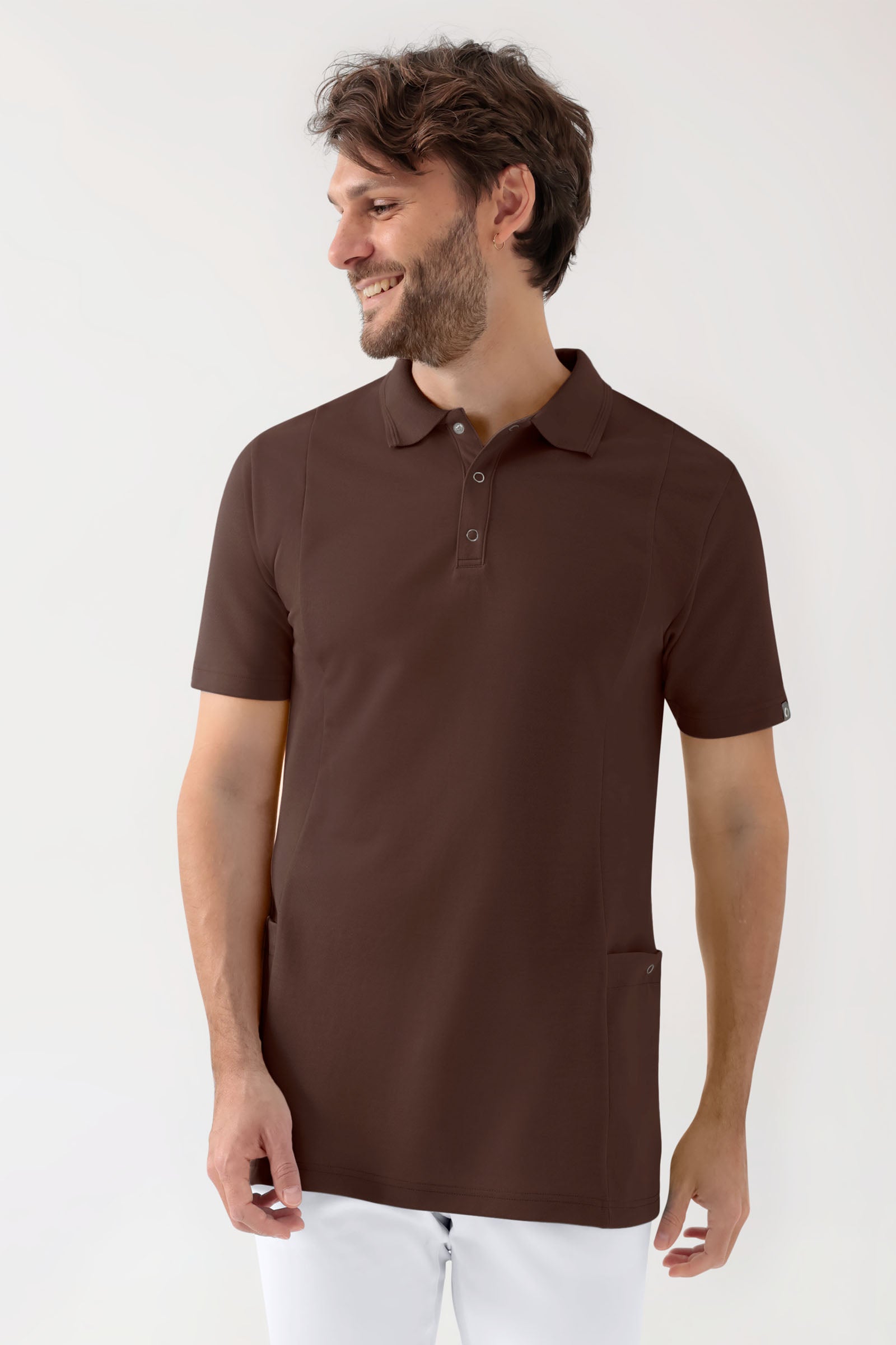 COMFY FLEX Tunique Stretch Homme - Col polo coffee