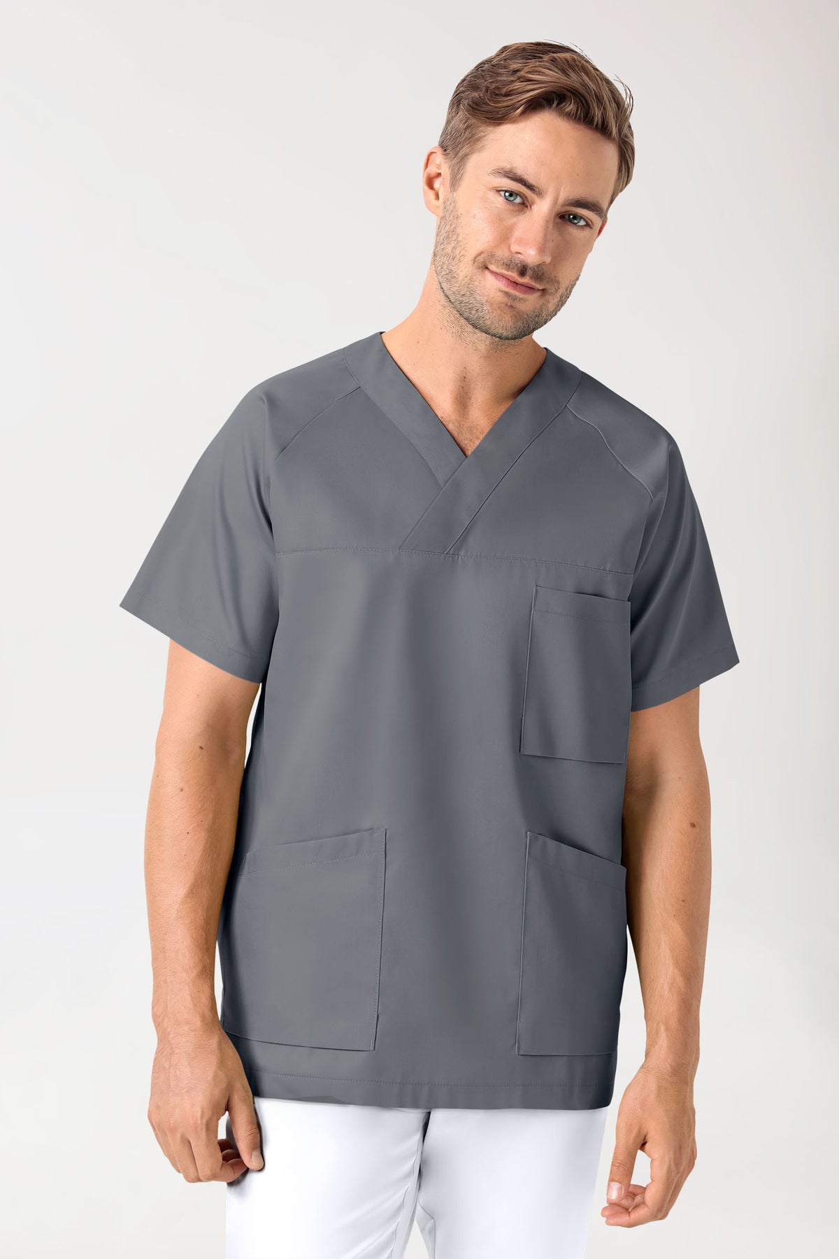 LA tunique médicale homme - Décolleté V galet, Vue de face 