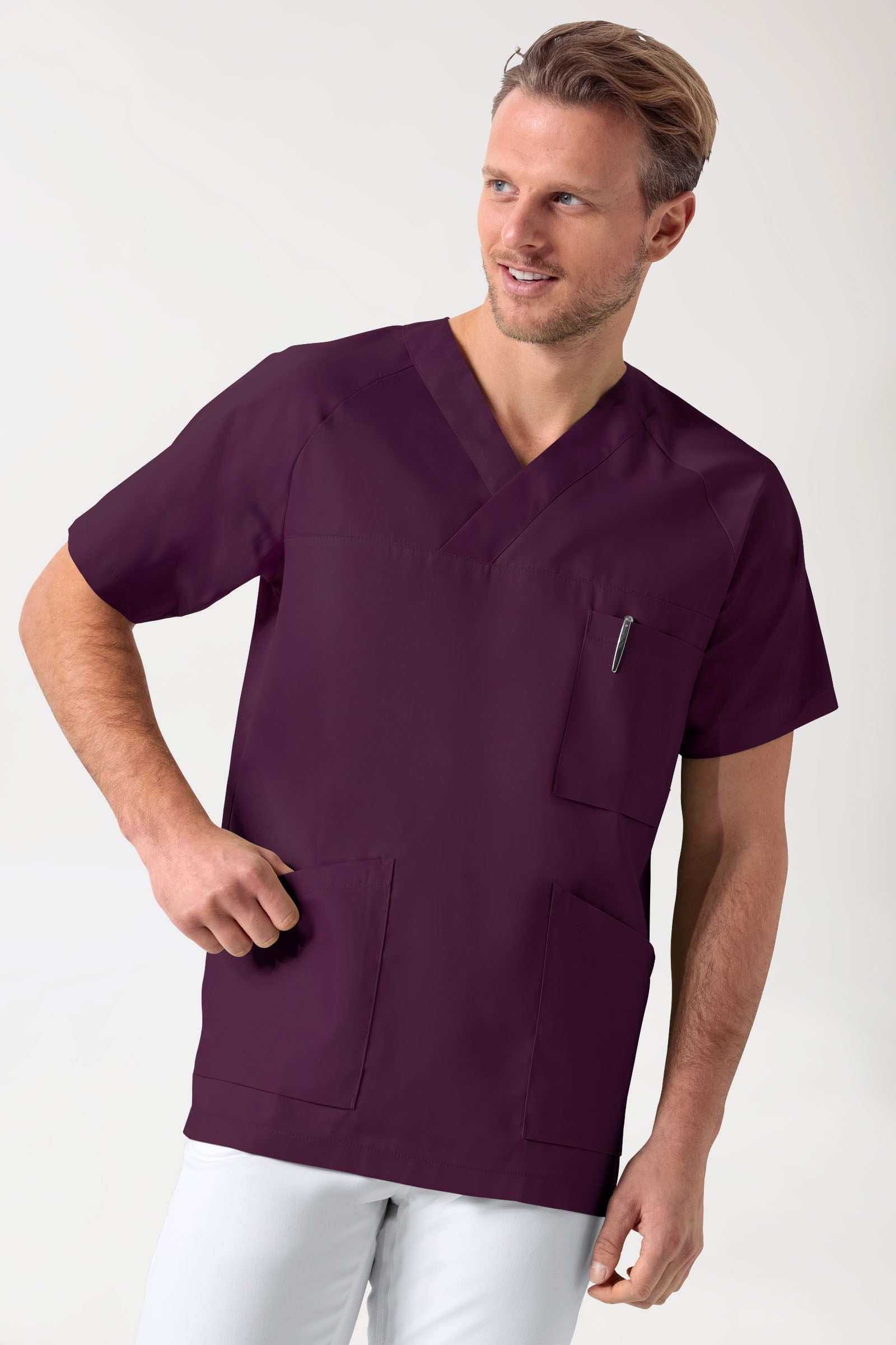 CORE Tunique Homme - Col V prune, Vue de face 