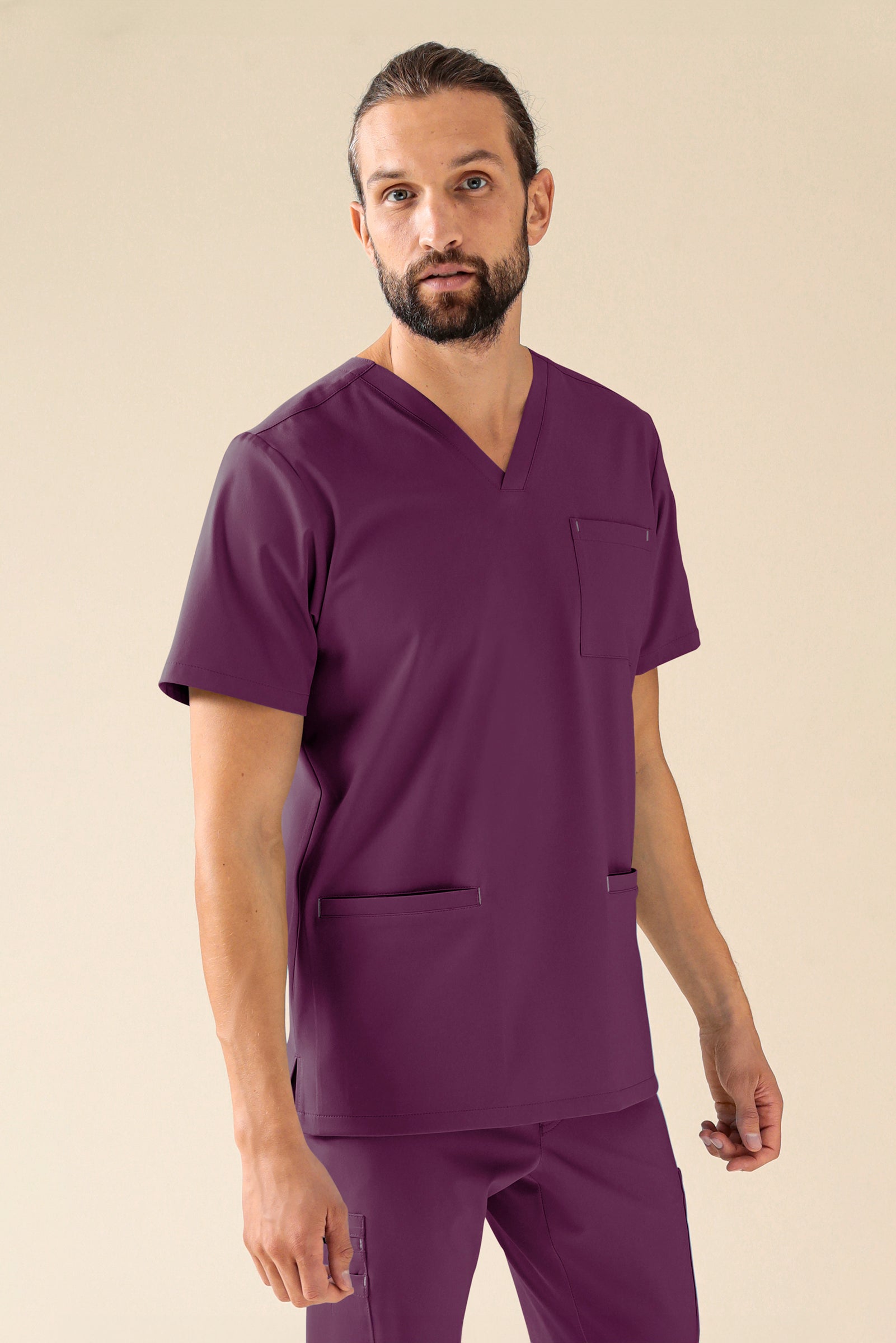 KAERE Tunique Homme - Col V prune, Vue de face 