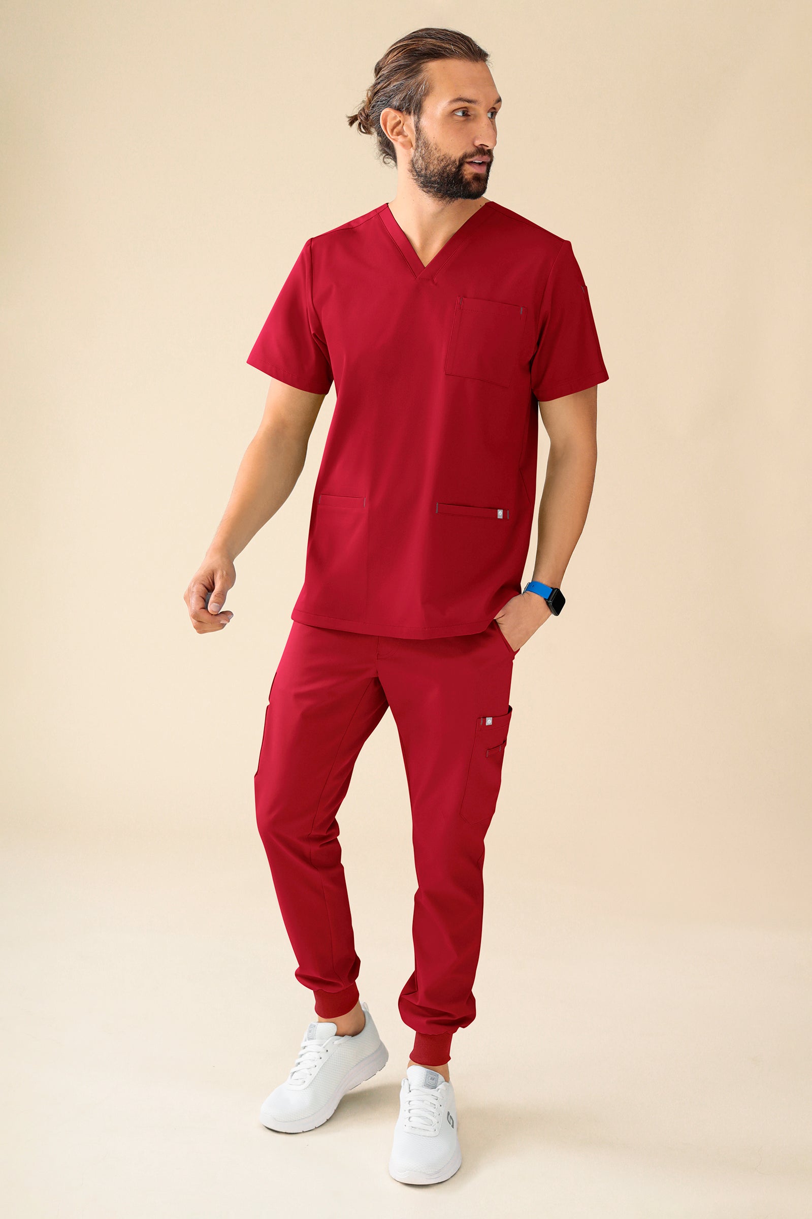 KAERE Tunique Homme - Col V rouge