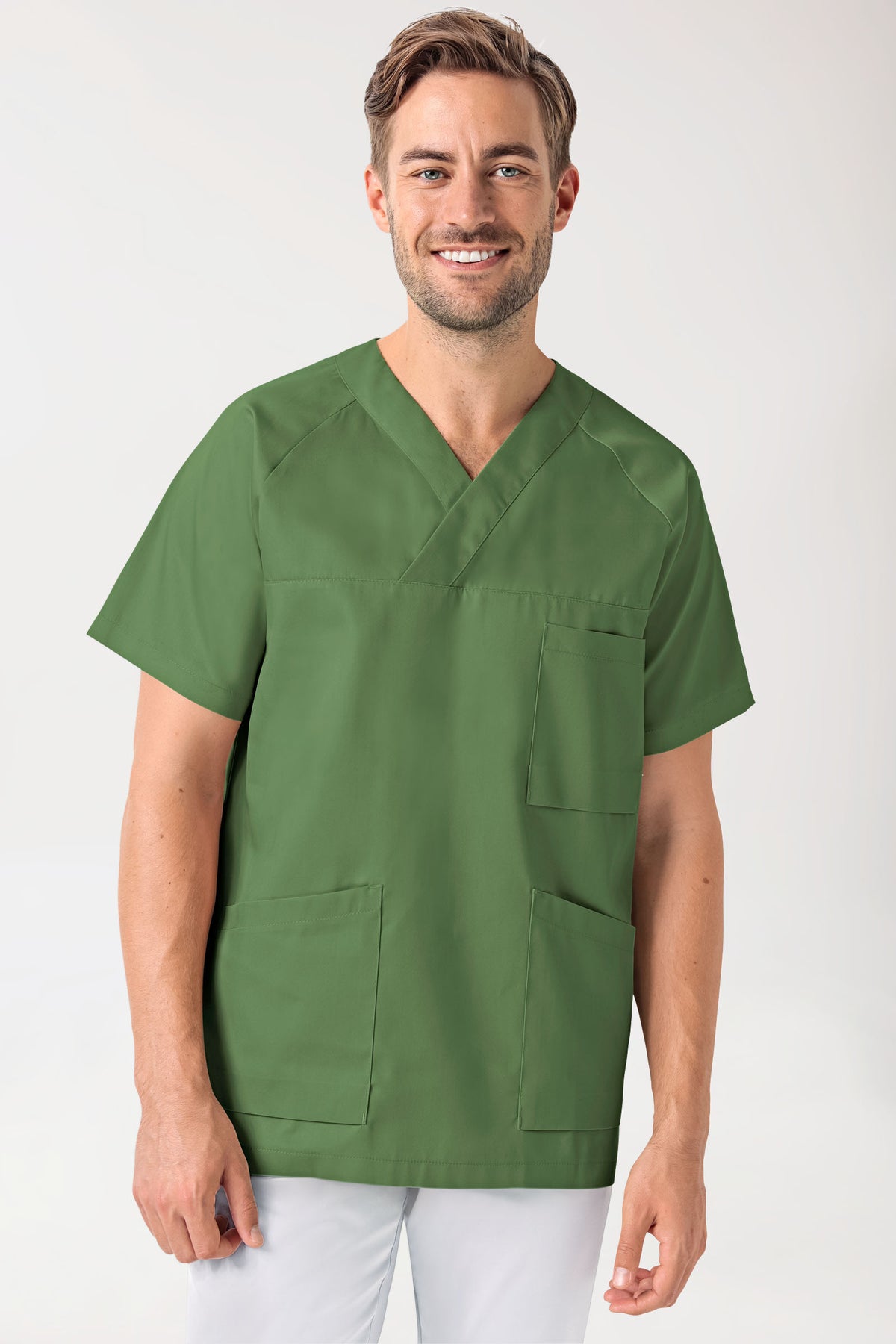 CORE Tunique Homme - Col V vert prairie, Vue de face 