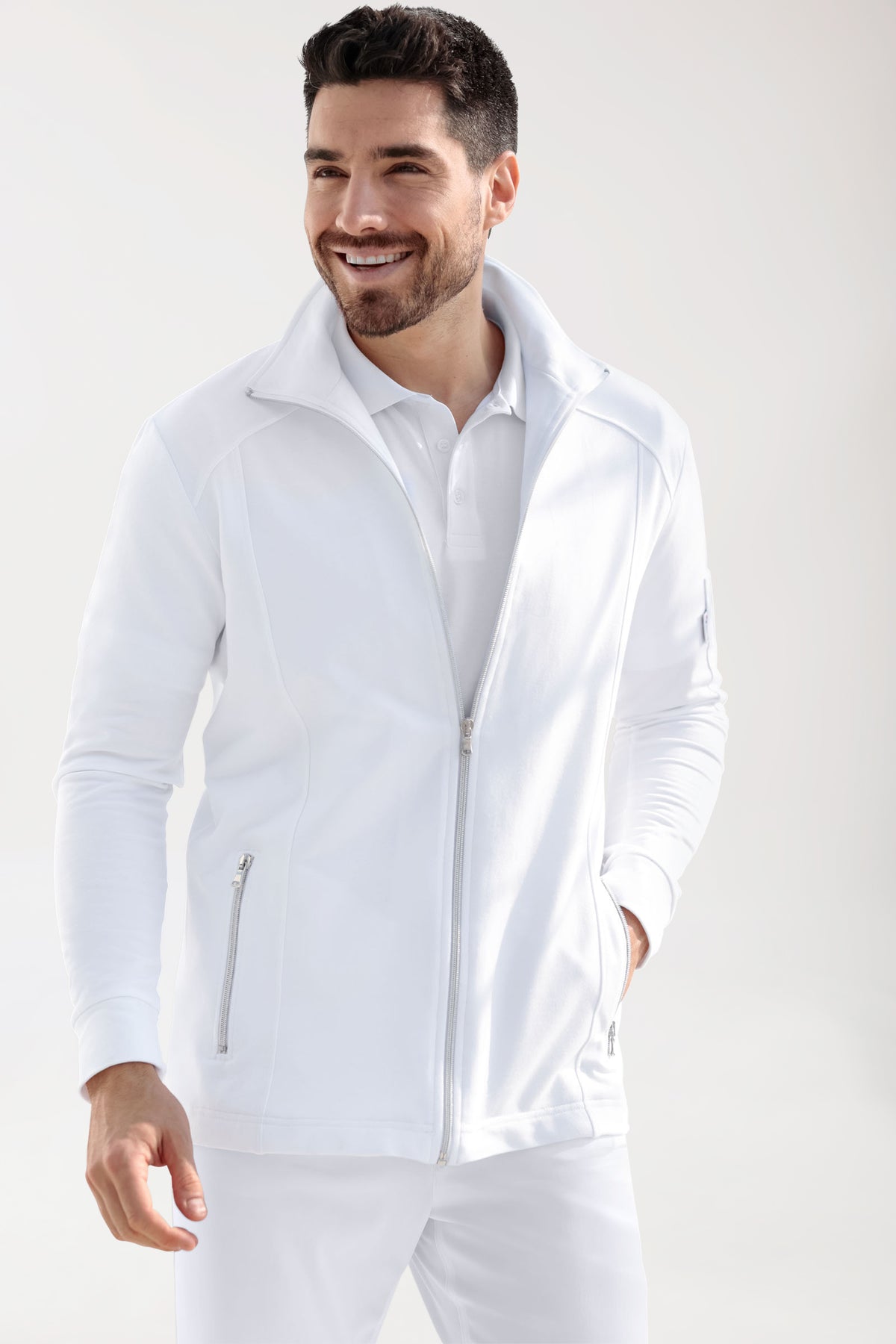 Veste en Sweat Homme - Col officier blanc, Vue de face 