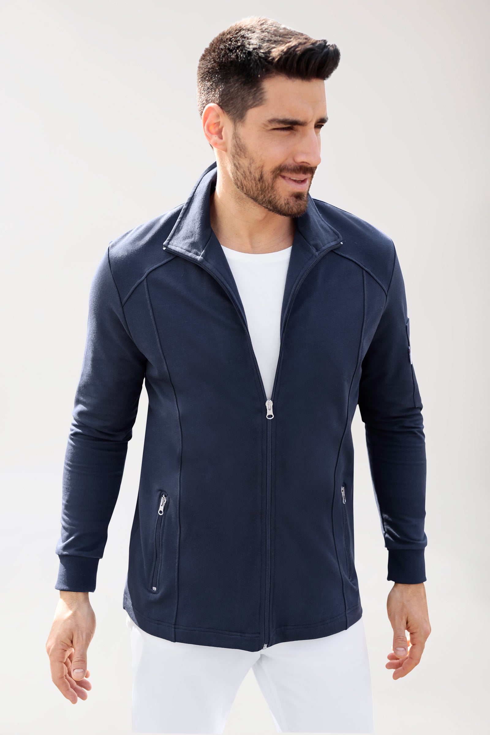 Veste en Sweat Homme - Col officier bleu navy