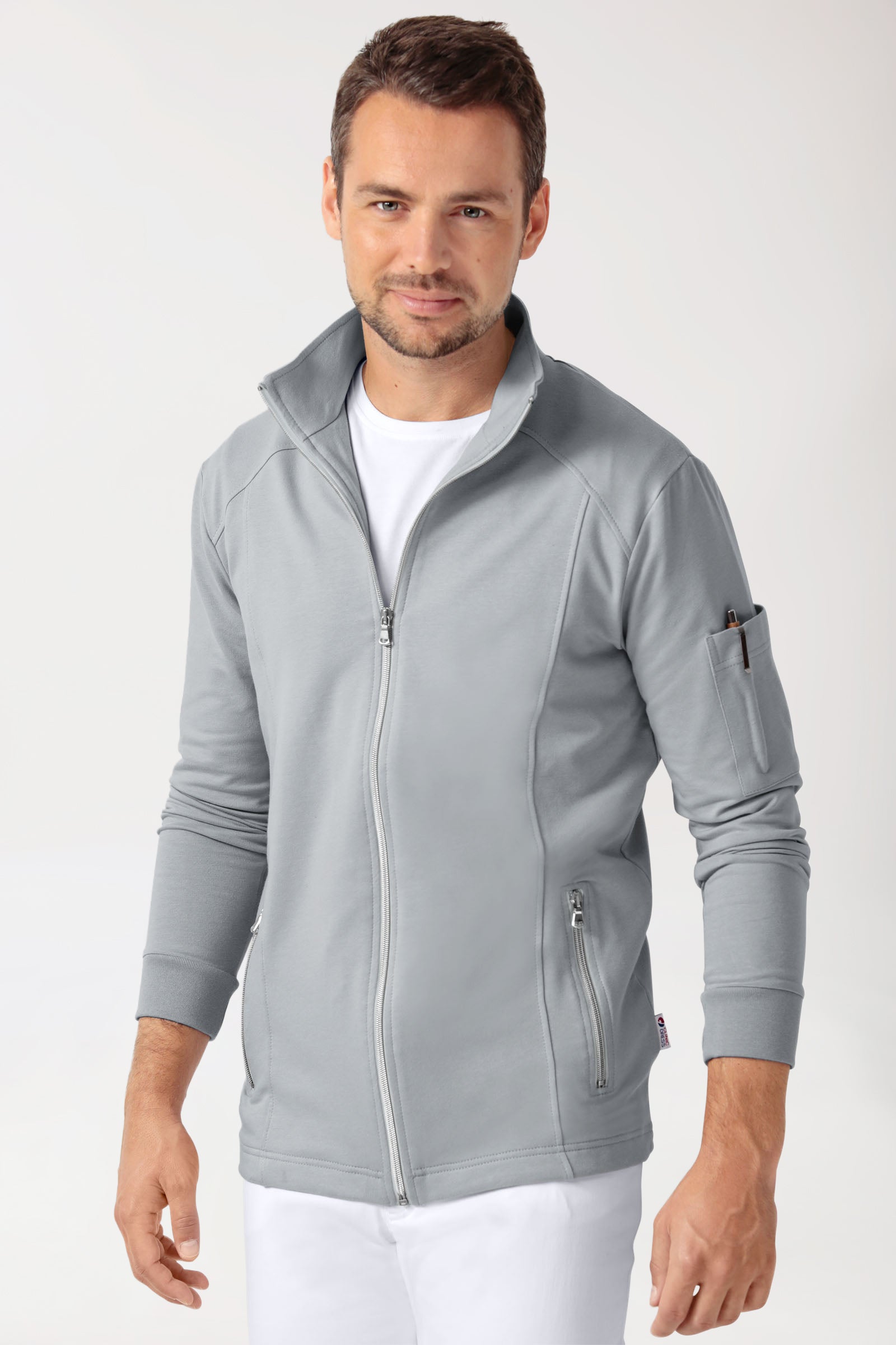 Veste en Sweat Homme - Col officier gris