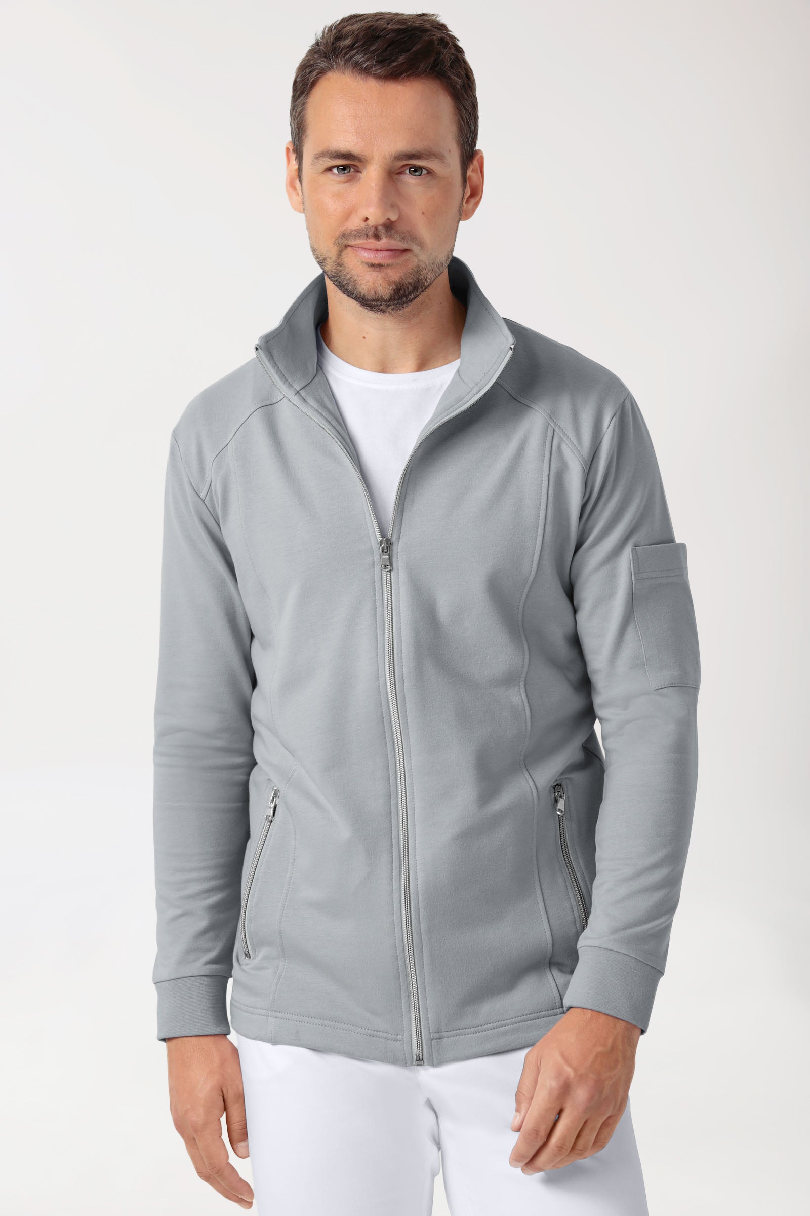 Veste en Sweat Homme - Col officier gris
