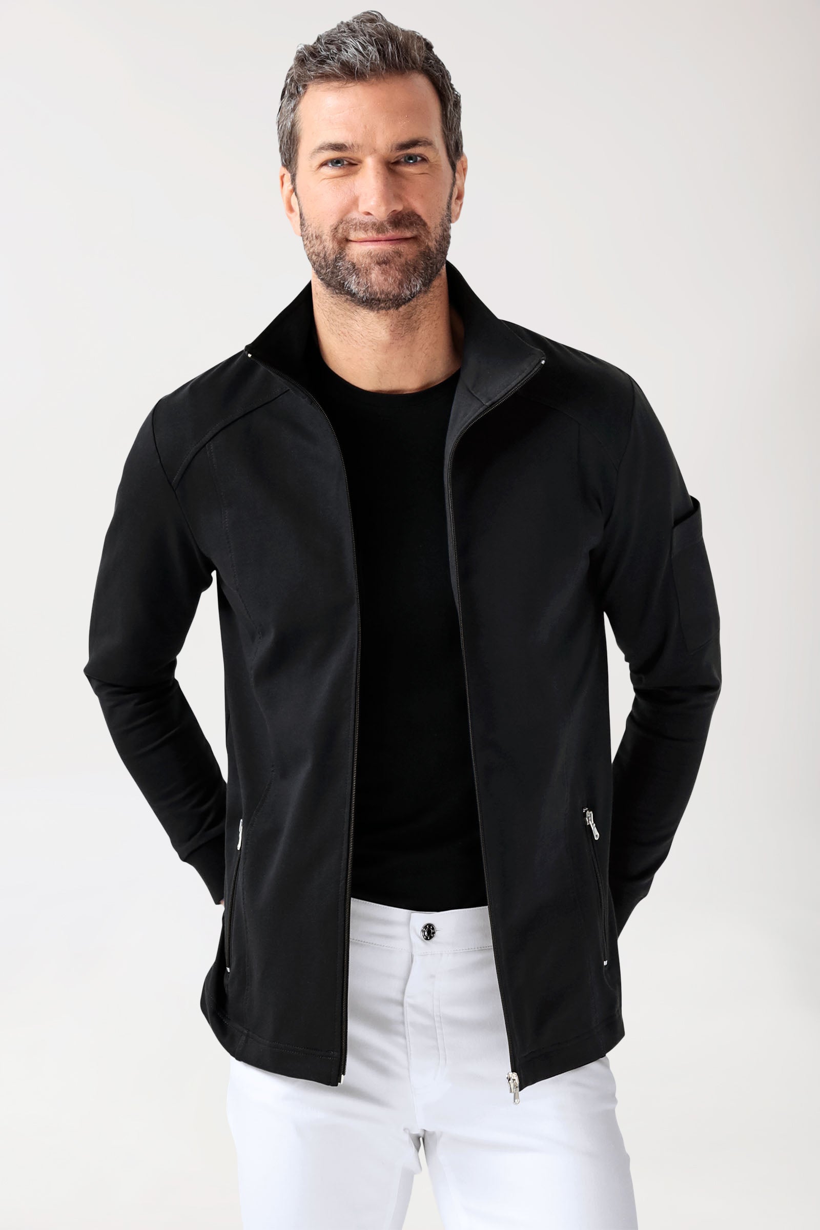 Veste en Sweat Homme - Col officier noir
