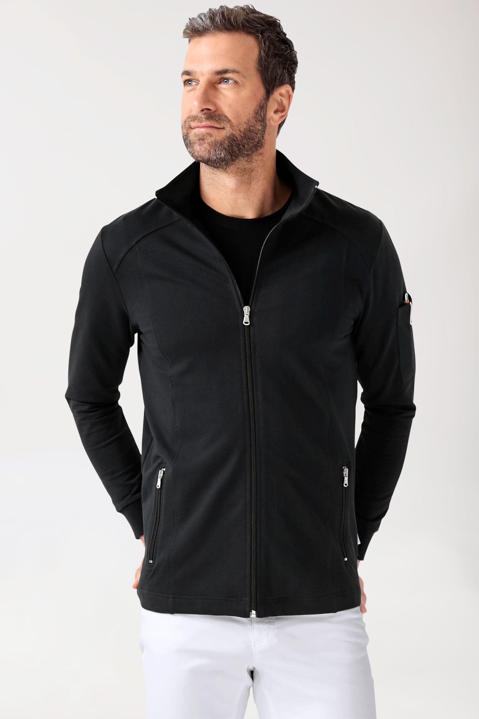 Veste en Sweat Homme - Col officier noir