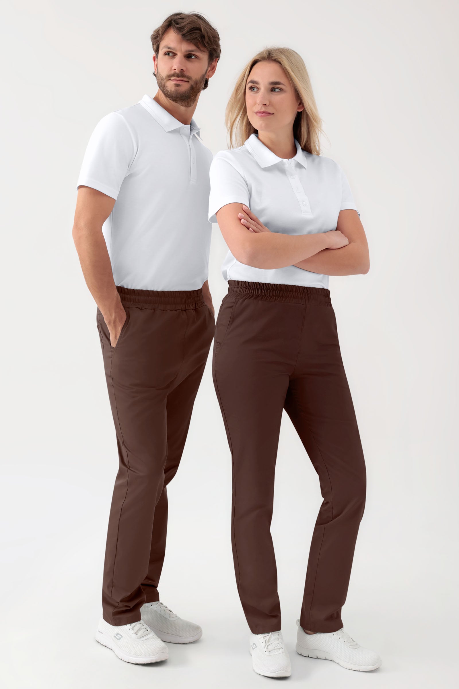 GREEN Pantalon Stretch mixte - Ceinture élastiquée coffee