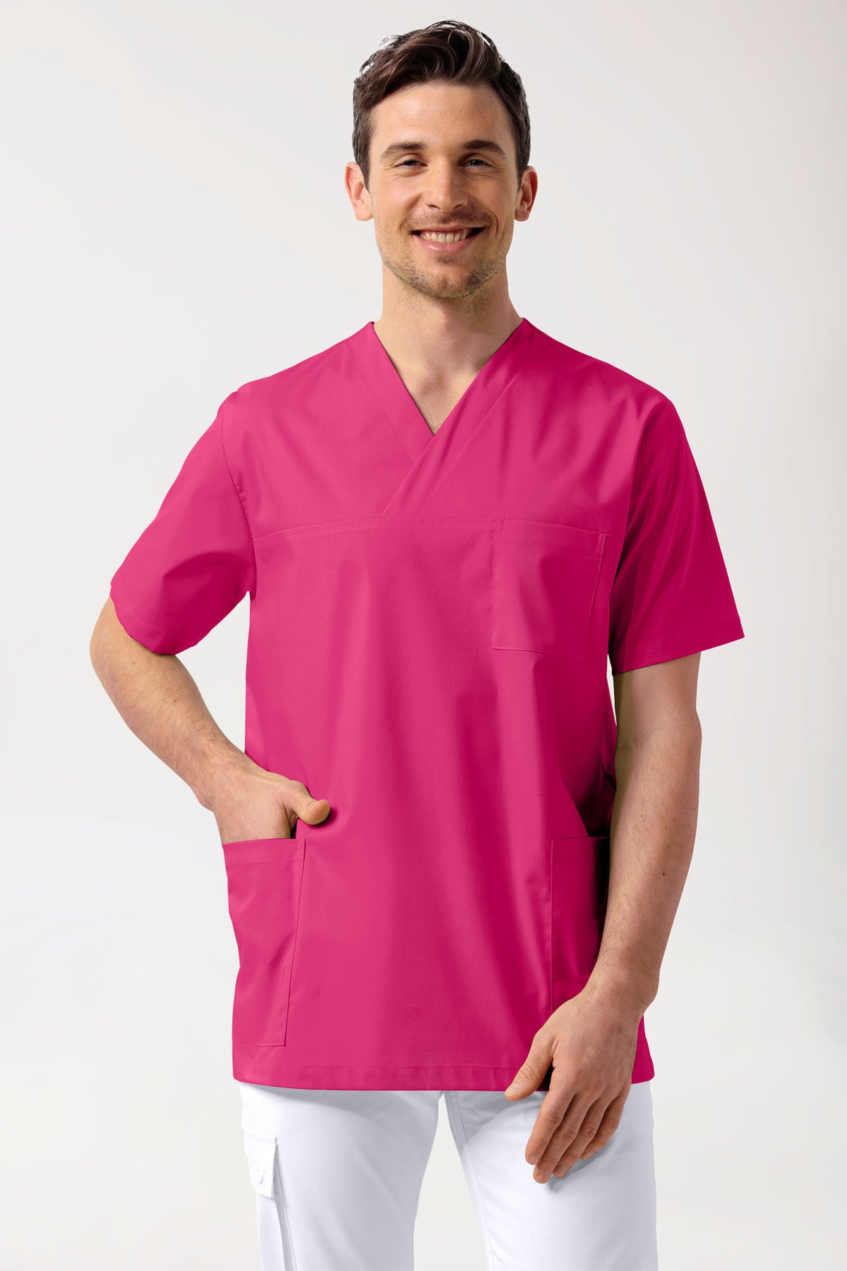 Tunique Stretch mixte - Col V pink, Vue de face 