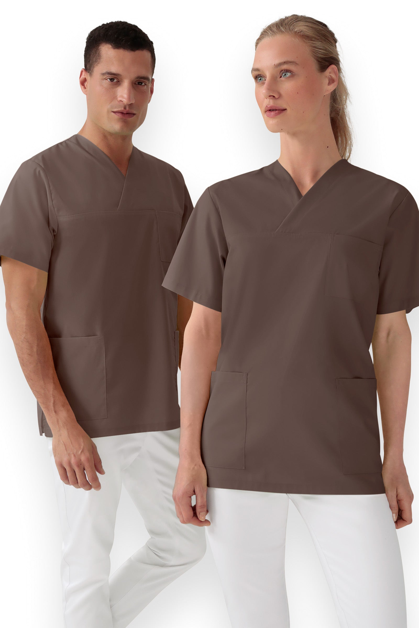 Tunique Stretch mixte - Col V taupe foncé