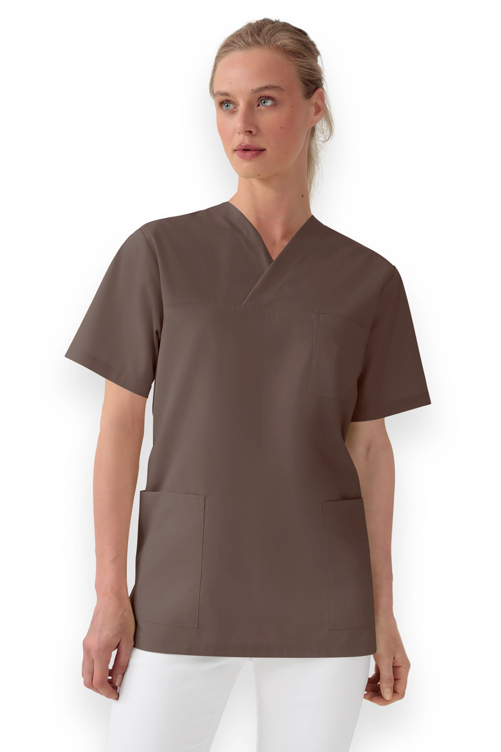 Tunique Stretch mixte - Col V taupe foncé