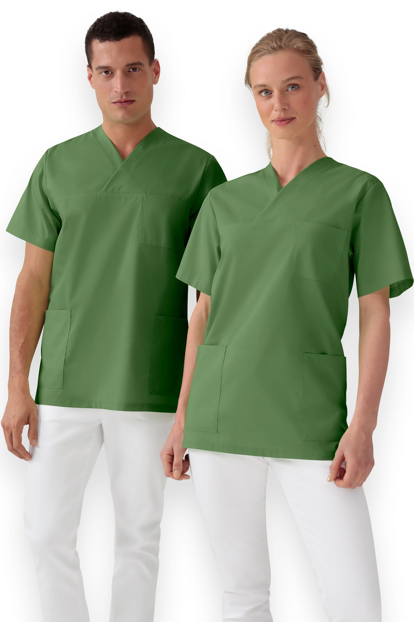 Tunique Stretch mixte - Col V taupe foncé vert prairie