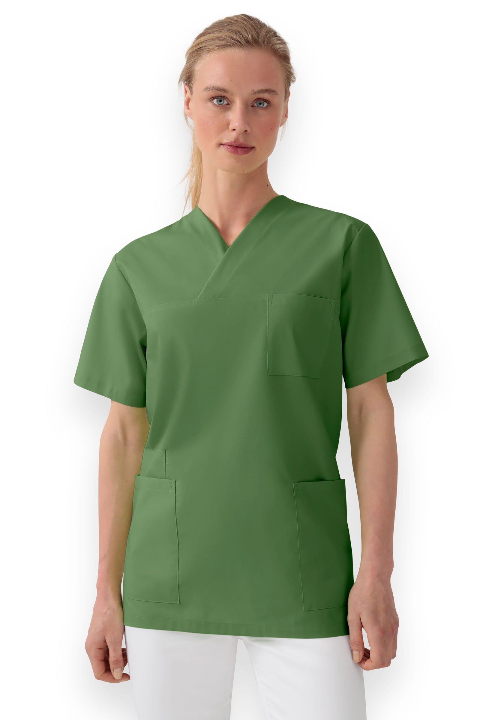 Tunique Stretch mixte - Col V taupe foncé vert prairie