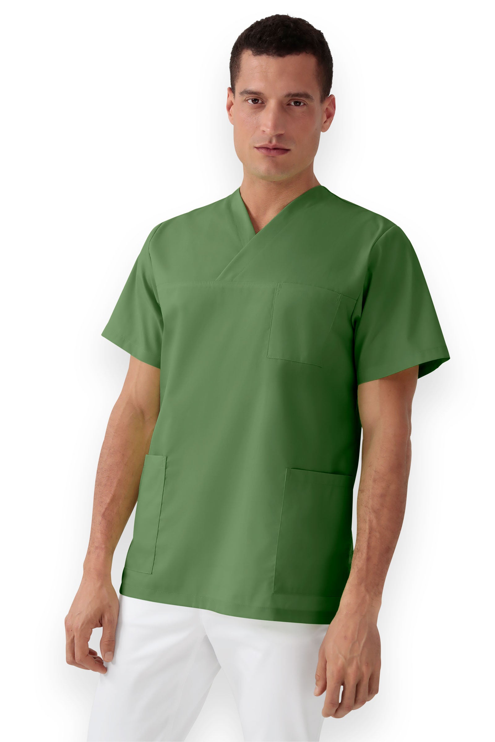 Tunique Stretch mixte - Col V taupe foncé vert prairie