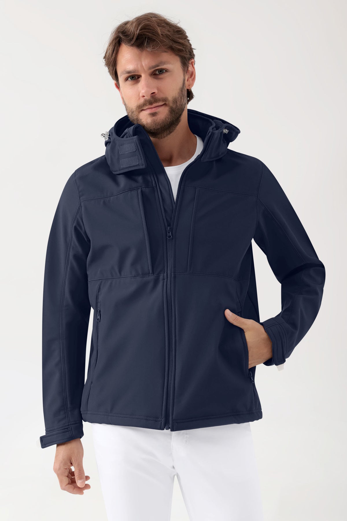 Softshell Veste mixte - à capuche navy, Vue de face 