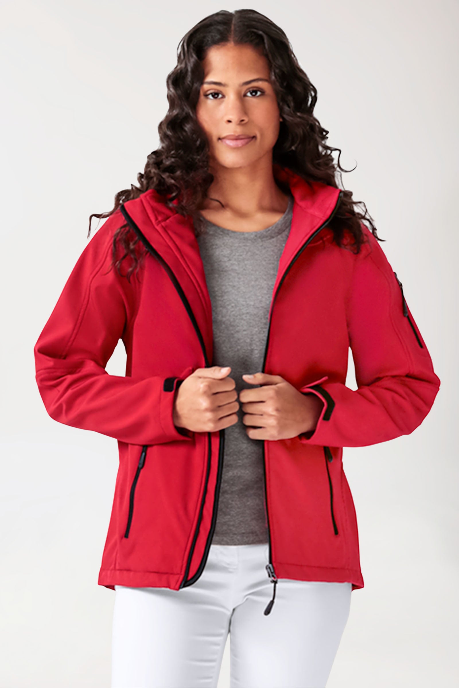 Softshell Veste mixte - à capuche rouge