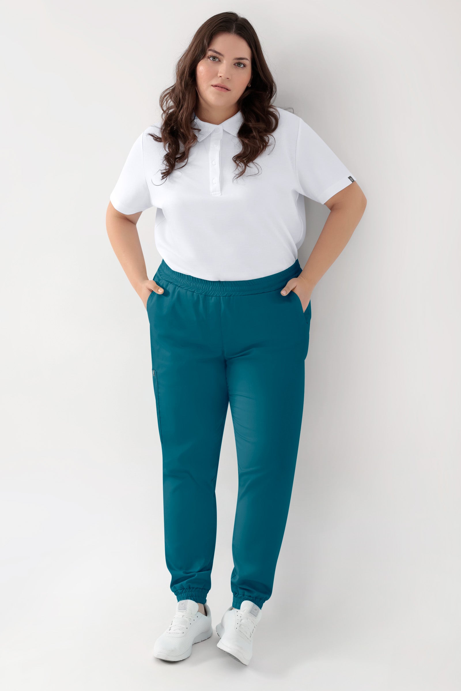 GREEN Pantalon Stretch Femme - Style Jogpant pétrole, Vue de face 