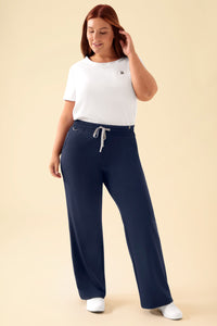 KAERE Pantalon Femme - large jambe navy