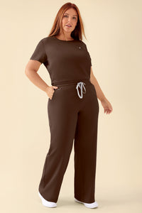 KAERE Pantalon Femme - large jambe coffee