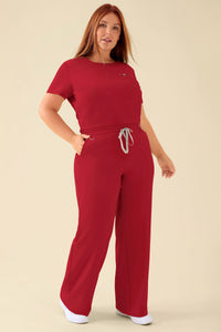 KAERE Pantalon Femme - large jambe rouge